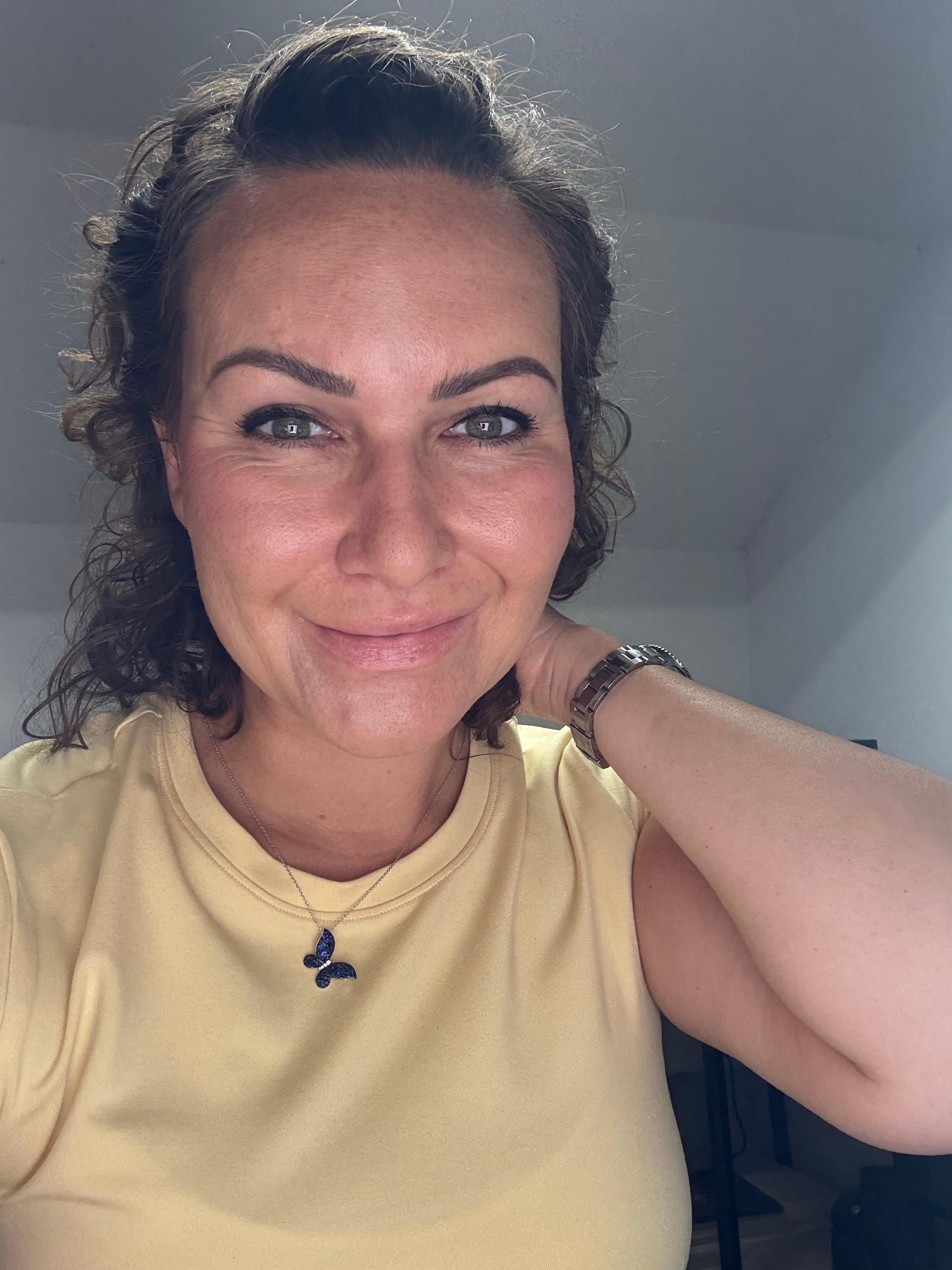 da uomo o donna Collana con ciondolo a farfalla con zaffiro e diamante in oro 14KT in vendita