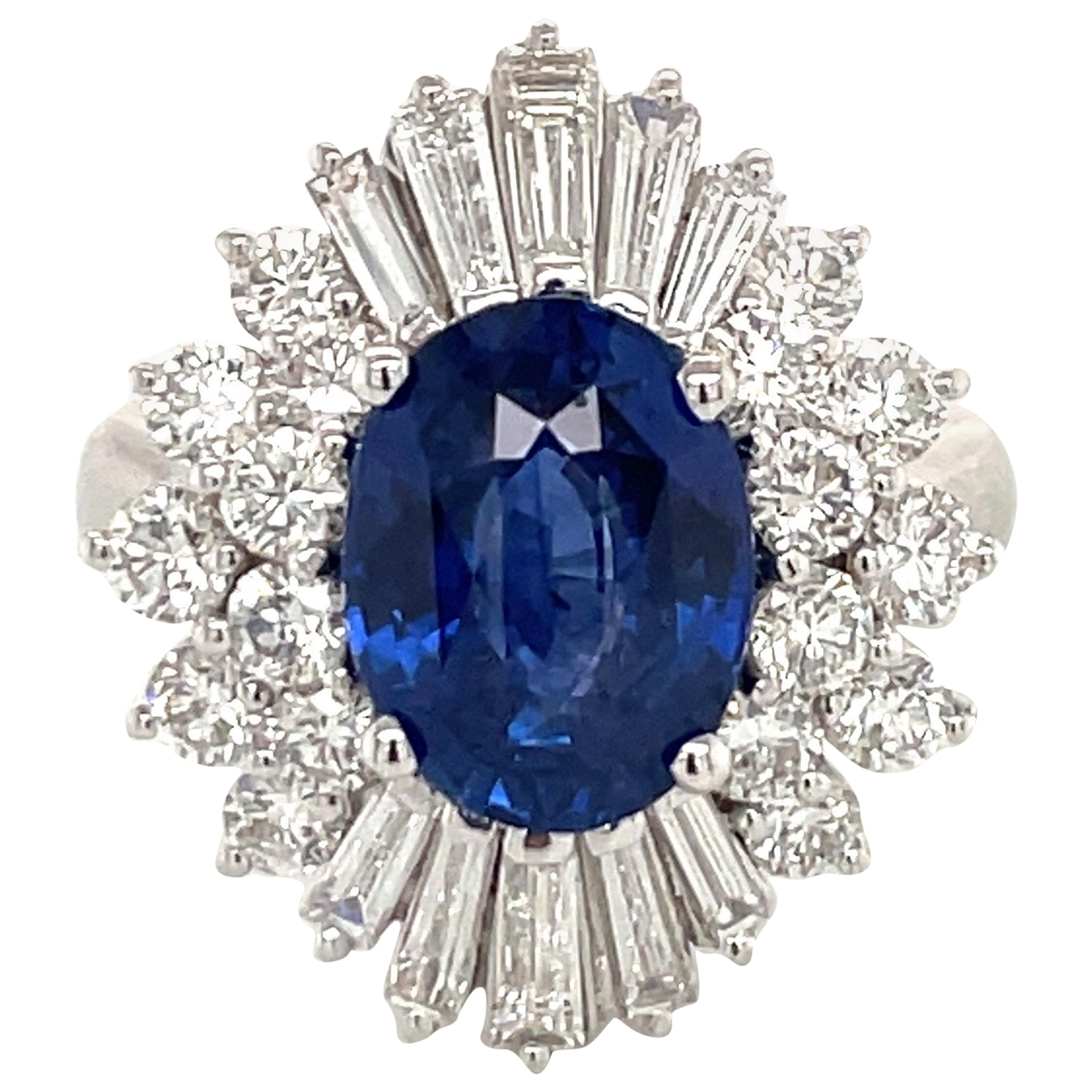 HARBOR D. Sapphire Diamond Cluster Cocktail Ring 7.47 Carat Platinum