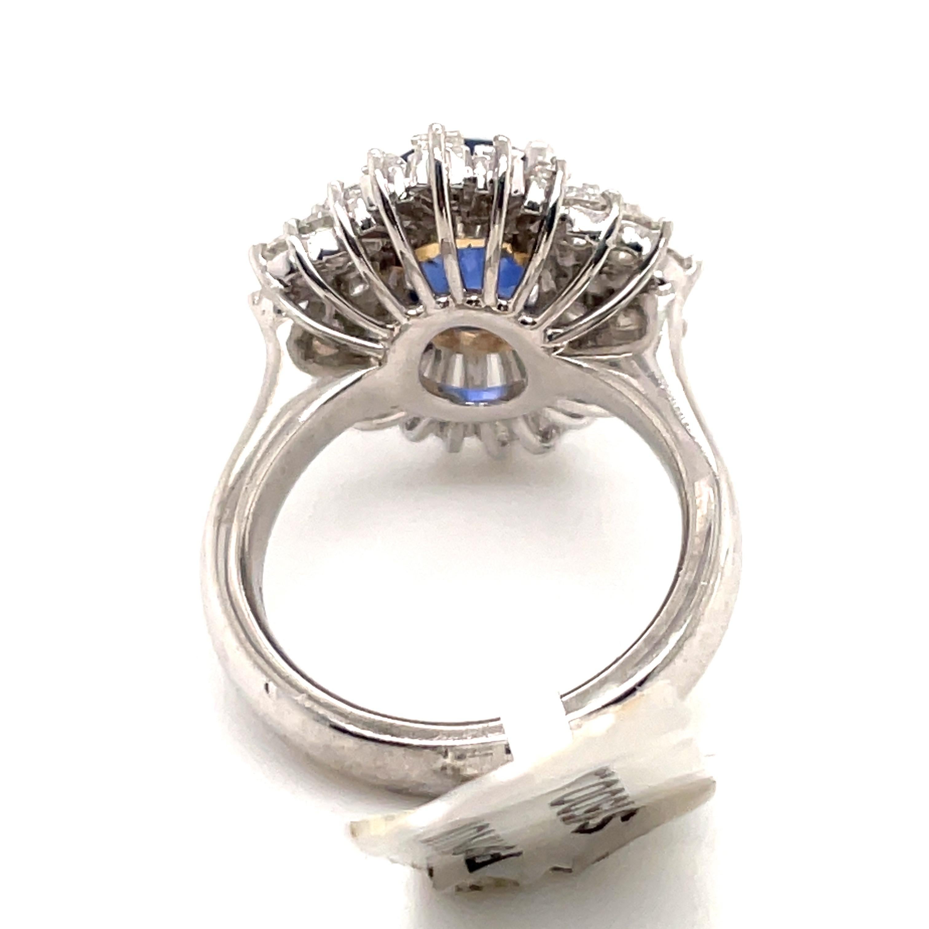 Women's HARBOR D. Sapphire Diamond Cluster Cocktail Ring 7.47 Carat Platinum