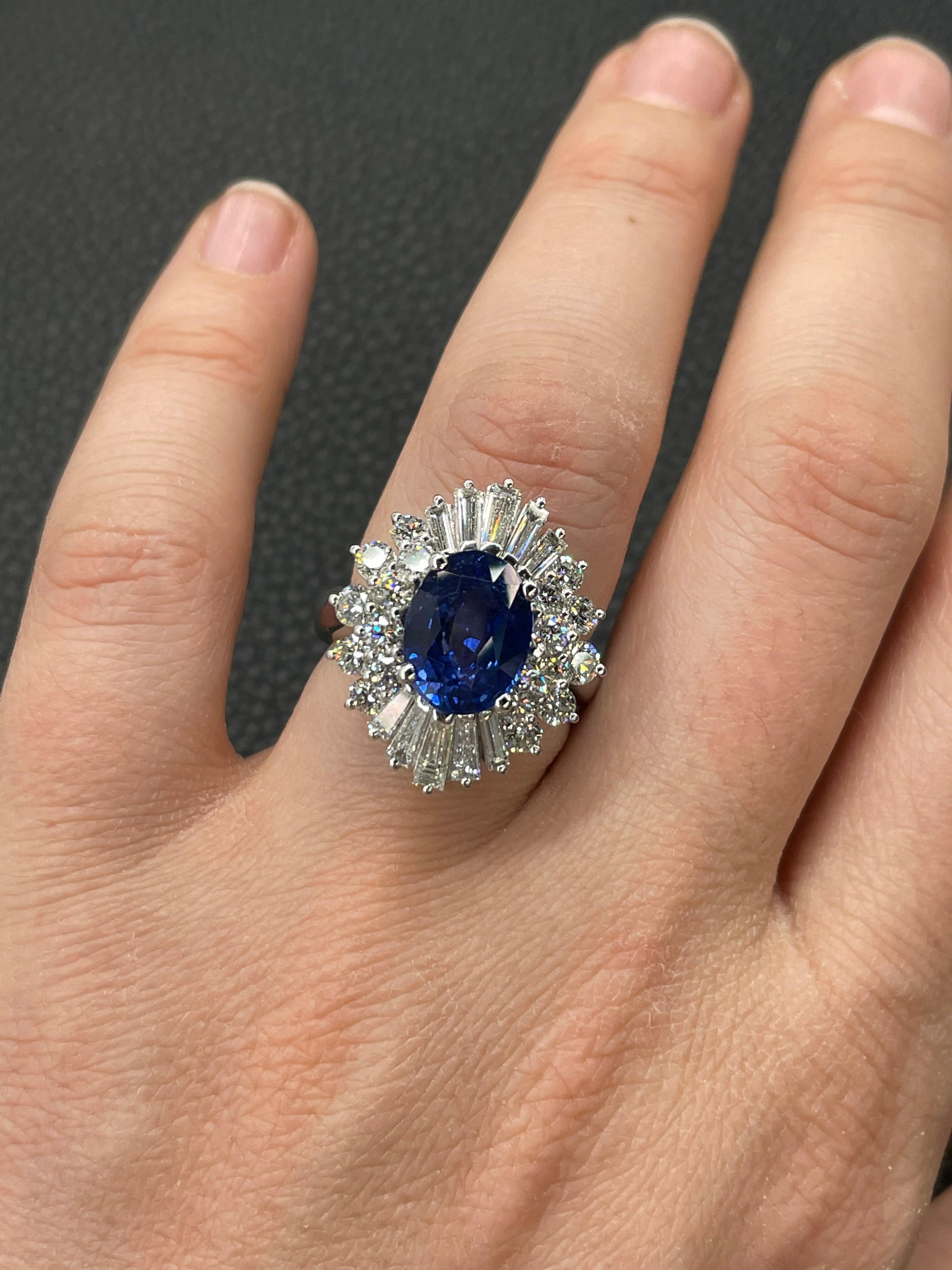 HARBOR D. Sapphire Diamond Cluster Cocktail Ring 7.47 Carat Platinum 2