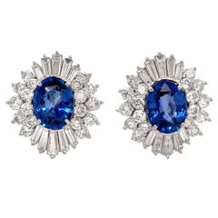 HARBOR D. Sapphire Diamond Cluster Earrings 12.66 Carat Platinum