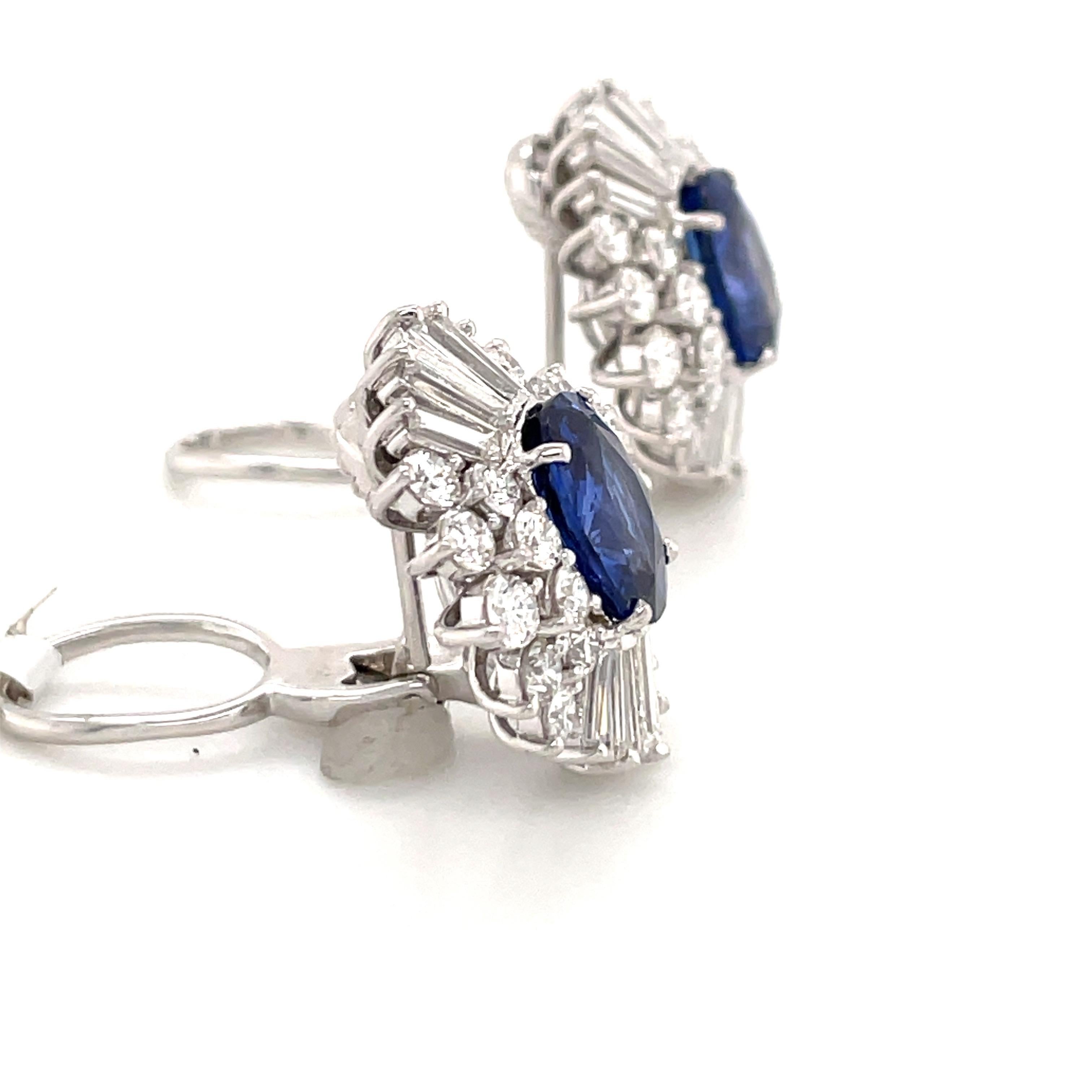 HARBOR D. Sapphire Diamond Cluster Earrings 12.66 Carat Platinum In New Condition In New York, NY