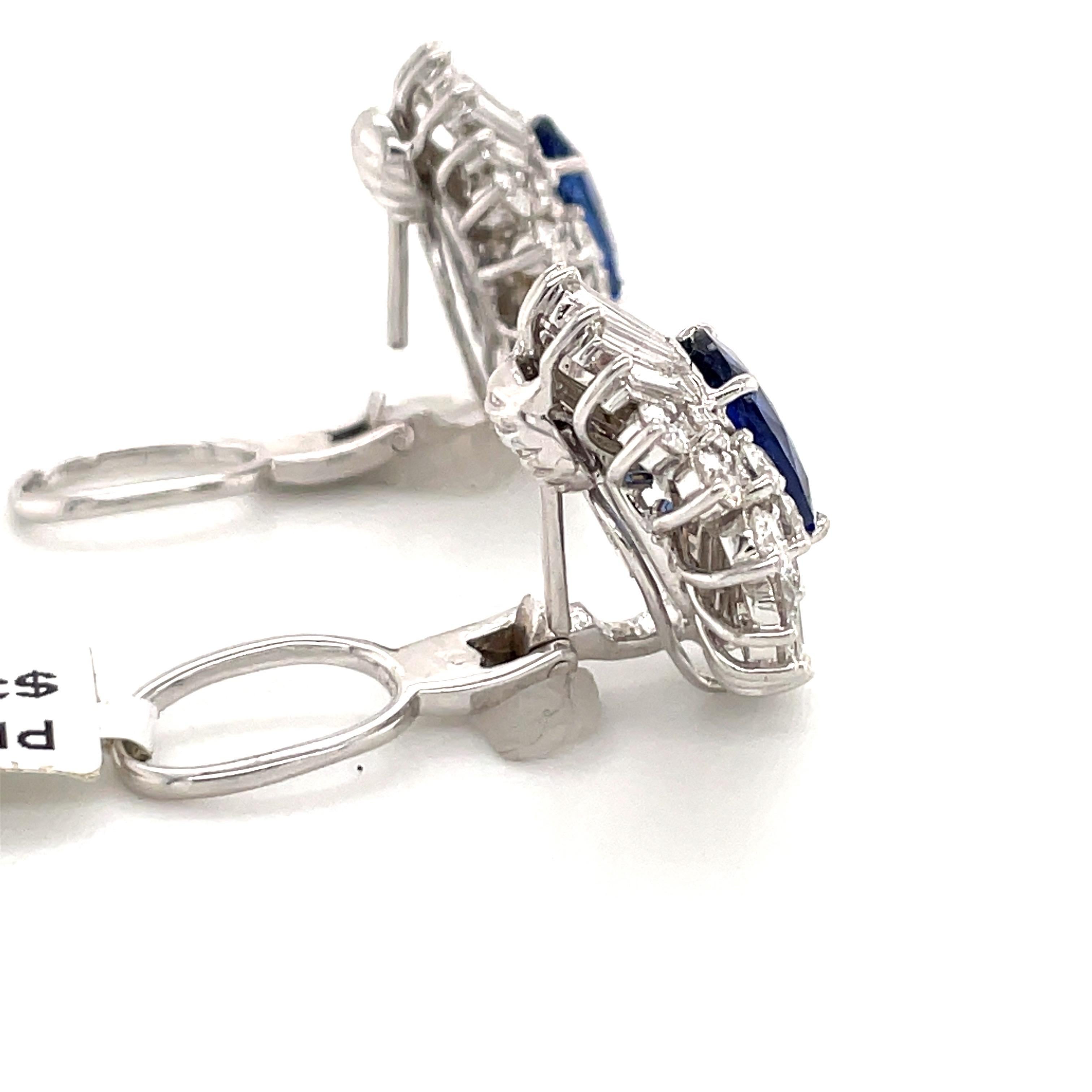 Women's HARBOR D. Sapphire Diamond Cluster Earrings 12.66 Carat Platinum