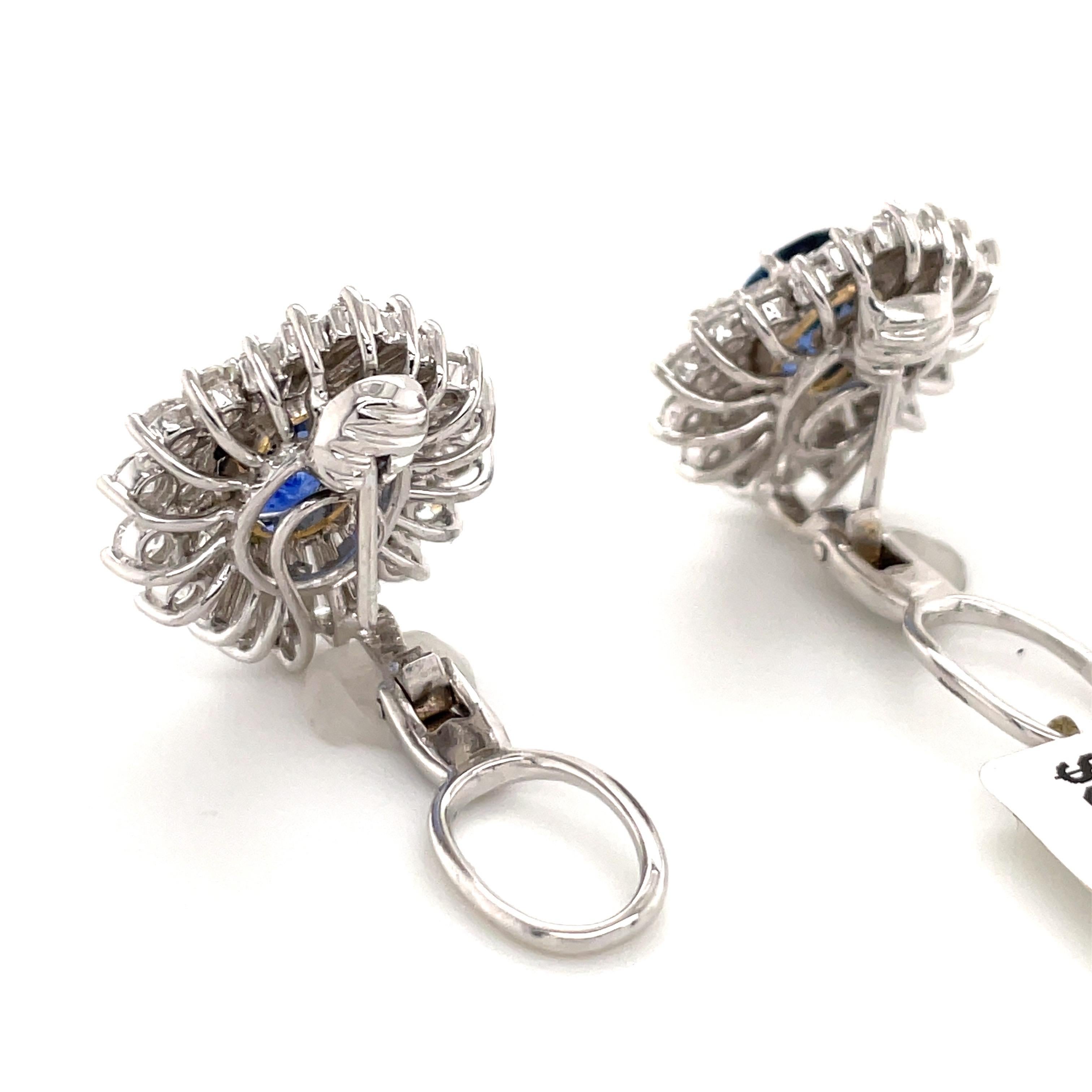 HARBOR D. Sapphire Diamond Cluster Earrings 12.66 Carat Platinum 3