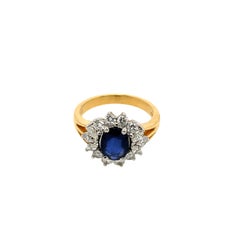 Sapphire & Diamond Cluster Ring Set in 18ct Yellow & White Gold