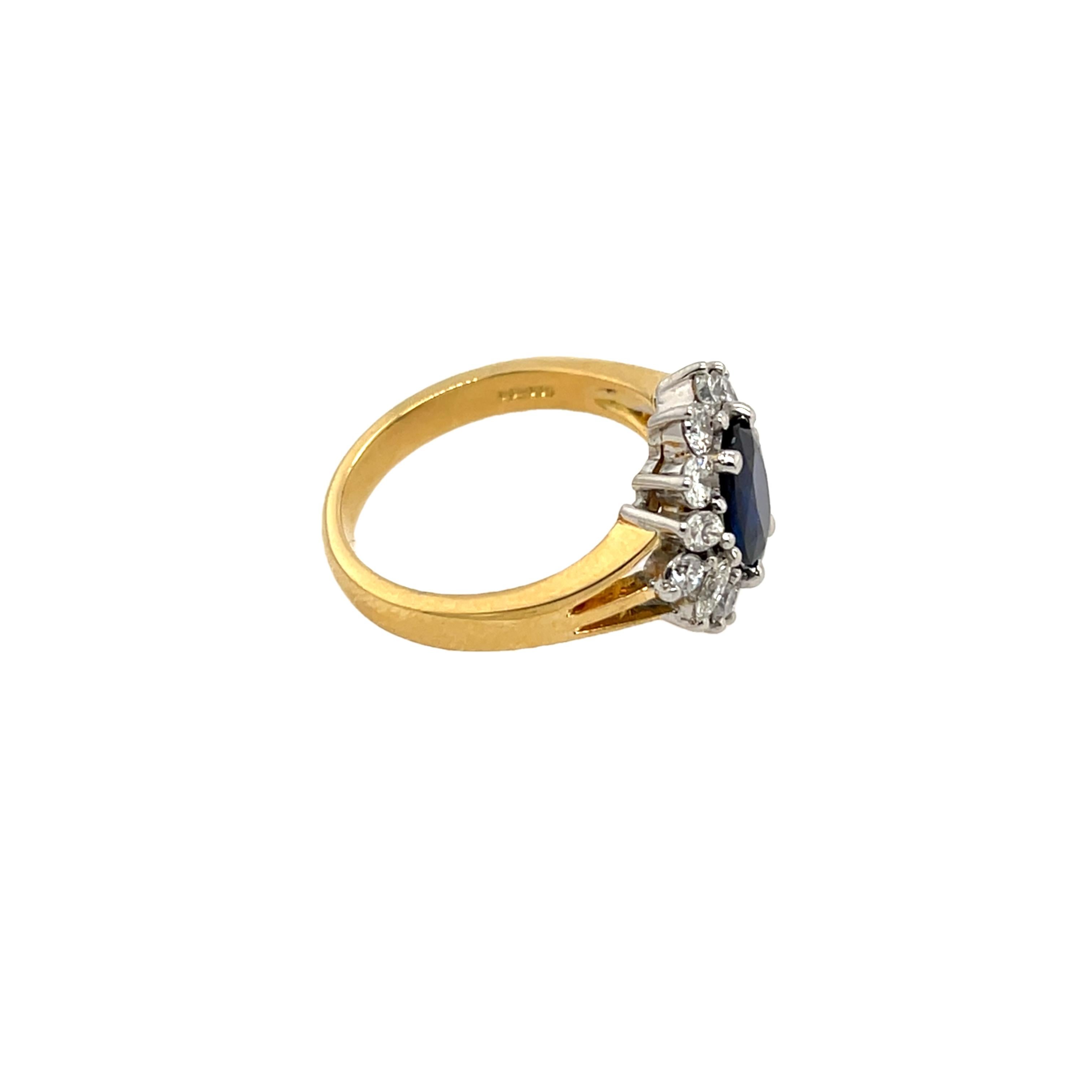 Bague à saphir et diamant en or jaune et blanc 18ct en vente 1