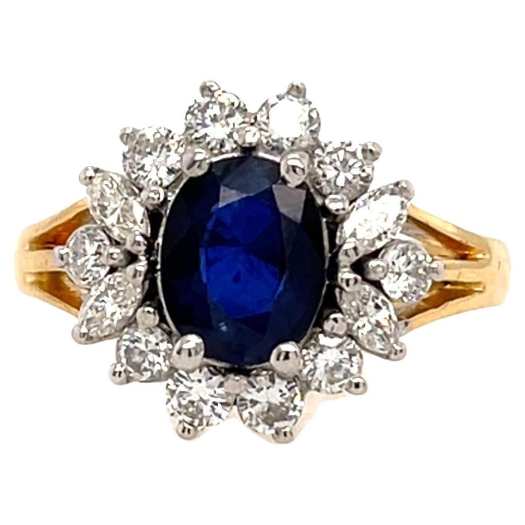 Sapphire & Diamond Cluster Ring Set in 18ct Yellow & White Gold