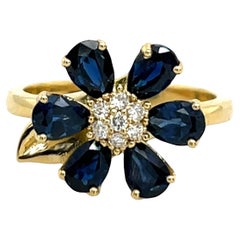 Sapphire
Diamond Cluster Ring Set with In 14ct Yellow Gold