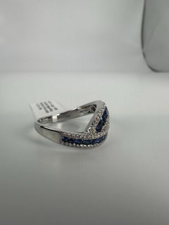 Bague de cocktail saphir diamant or 14Kt