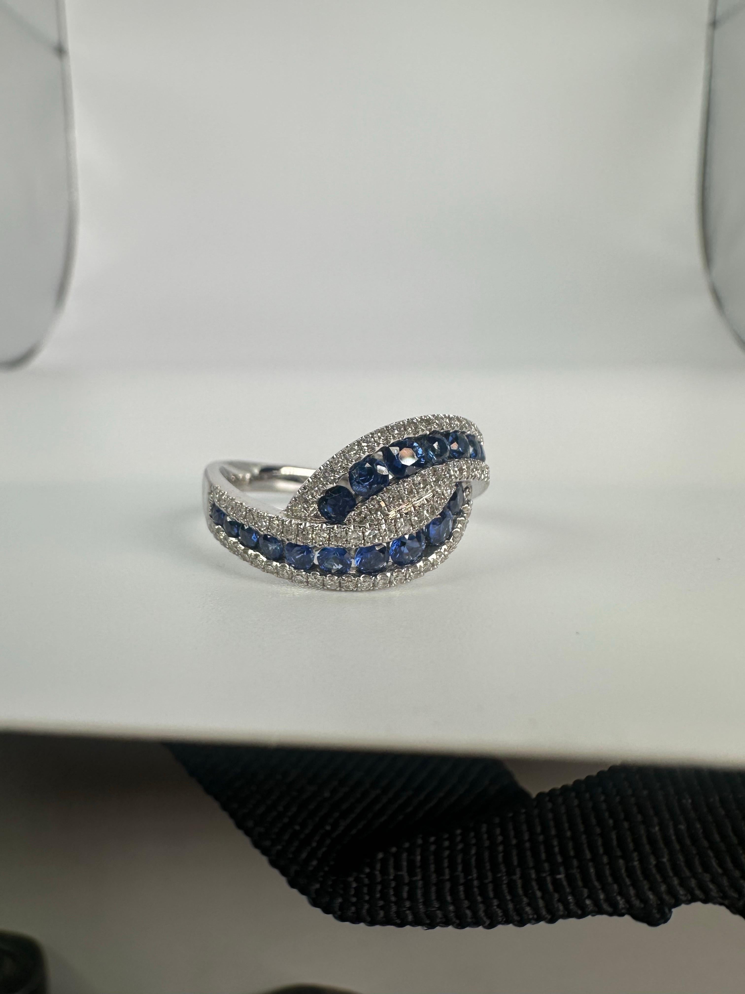Women's or Men's Sapphire Diamond cocktail ring 14Kt gold For Sale