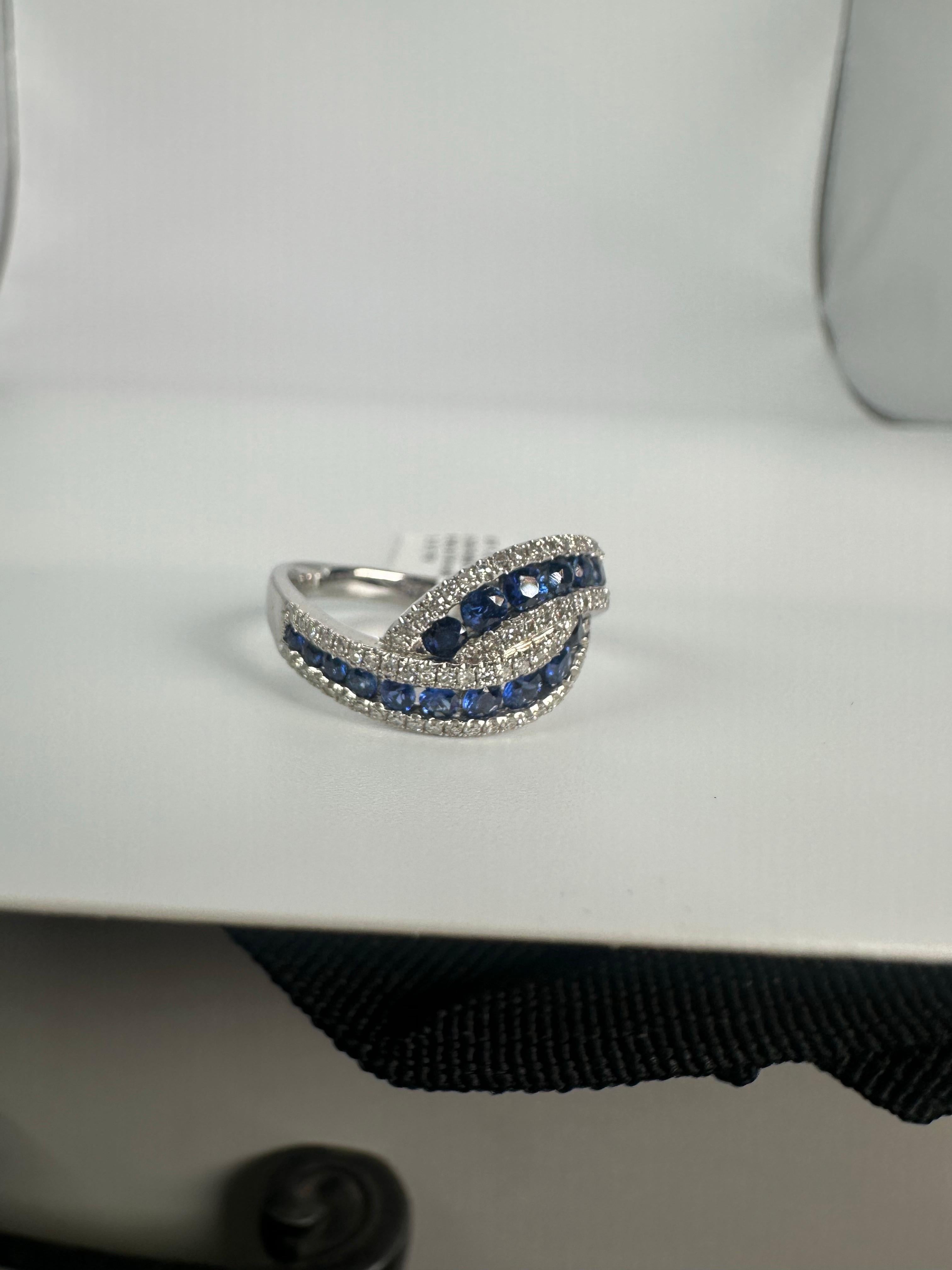 Sapphire Diamond cocktail ring 14Kt gold For Sale 1