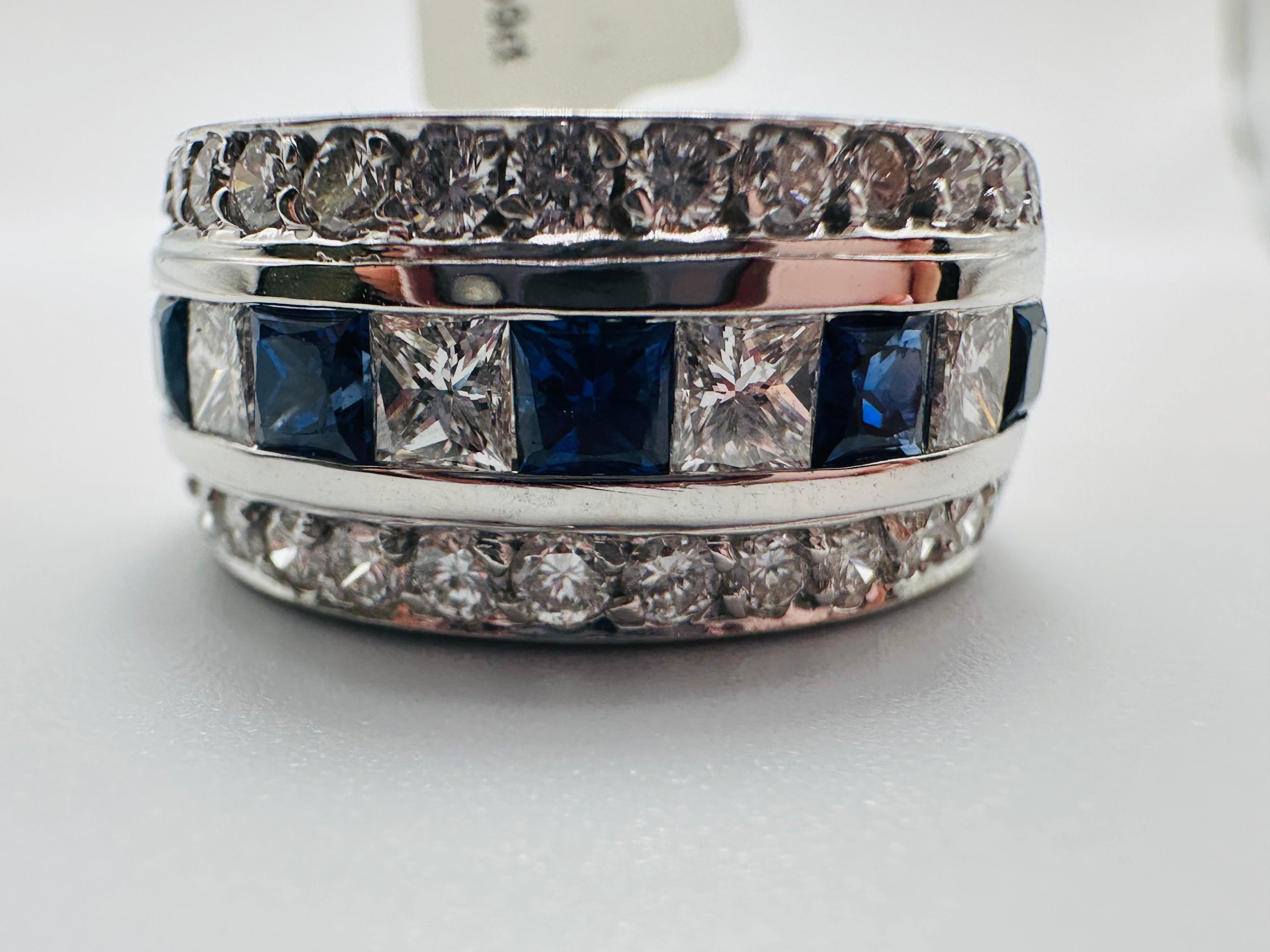 Sapphire & Diamond cocktail ring 18KT wide band diamond ring For Sale 4