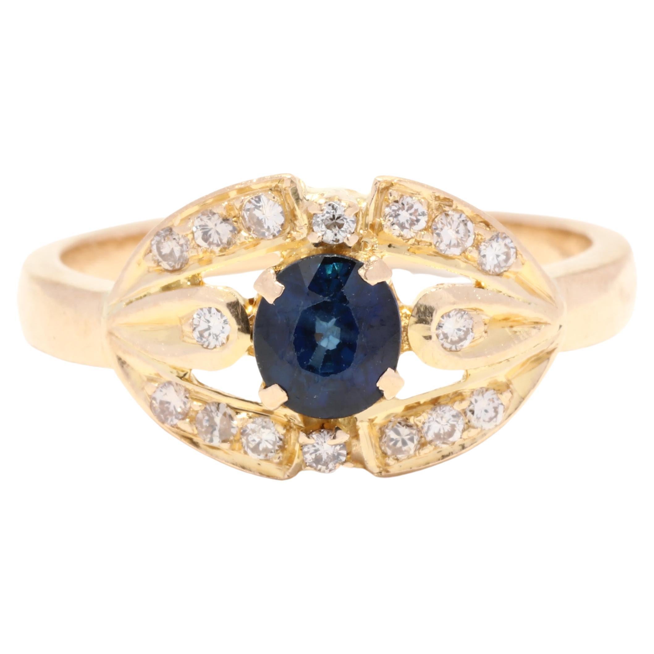 Sapphire Diamond Cocktail Ring, 18KT Yellow Gold, Ring