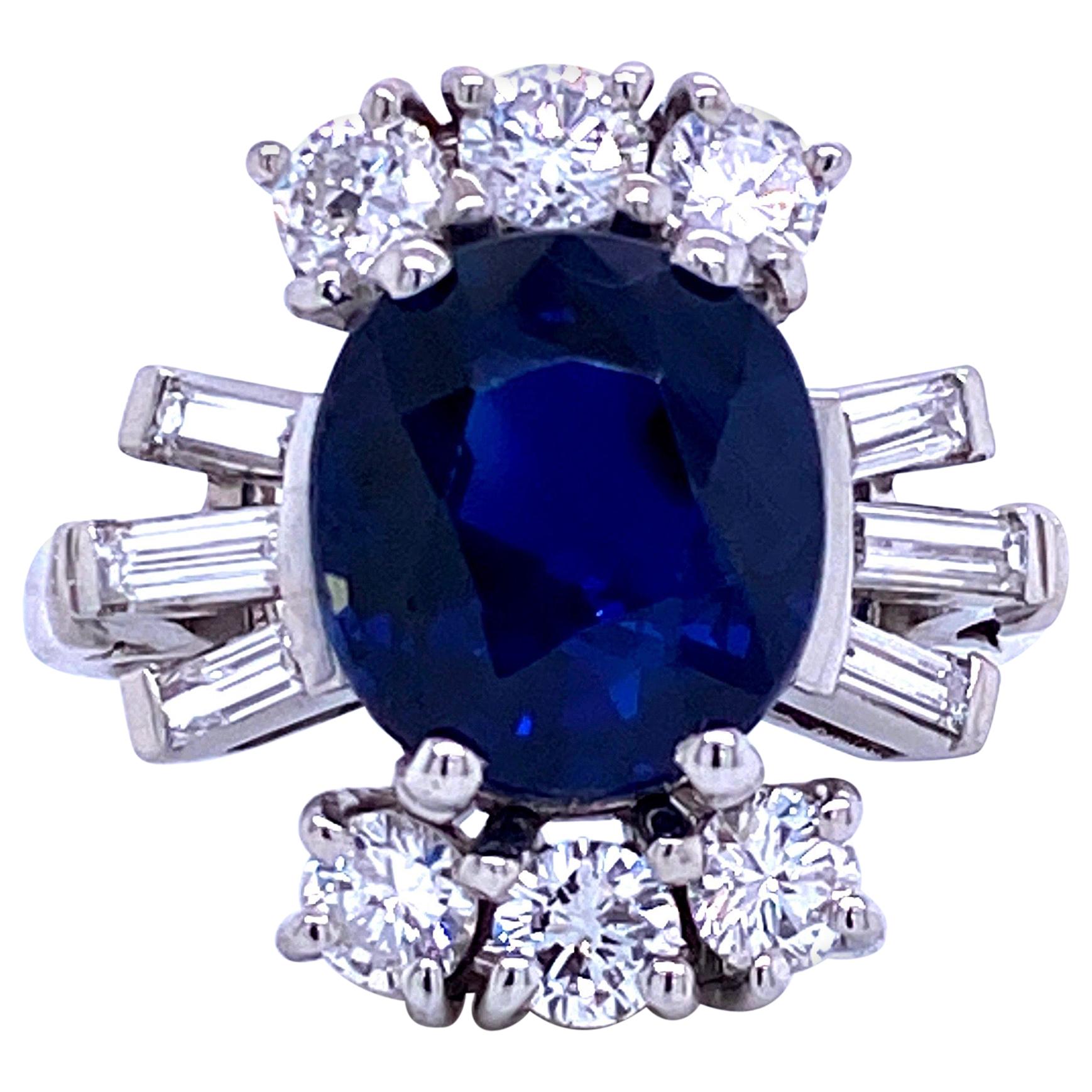 Sapphire Diamond Cocktail Ring 6.52 Carat Platinum