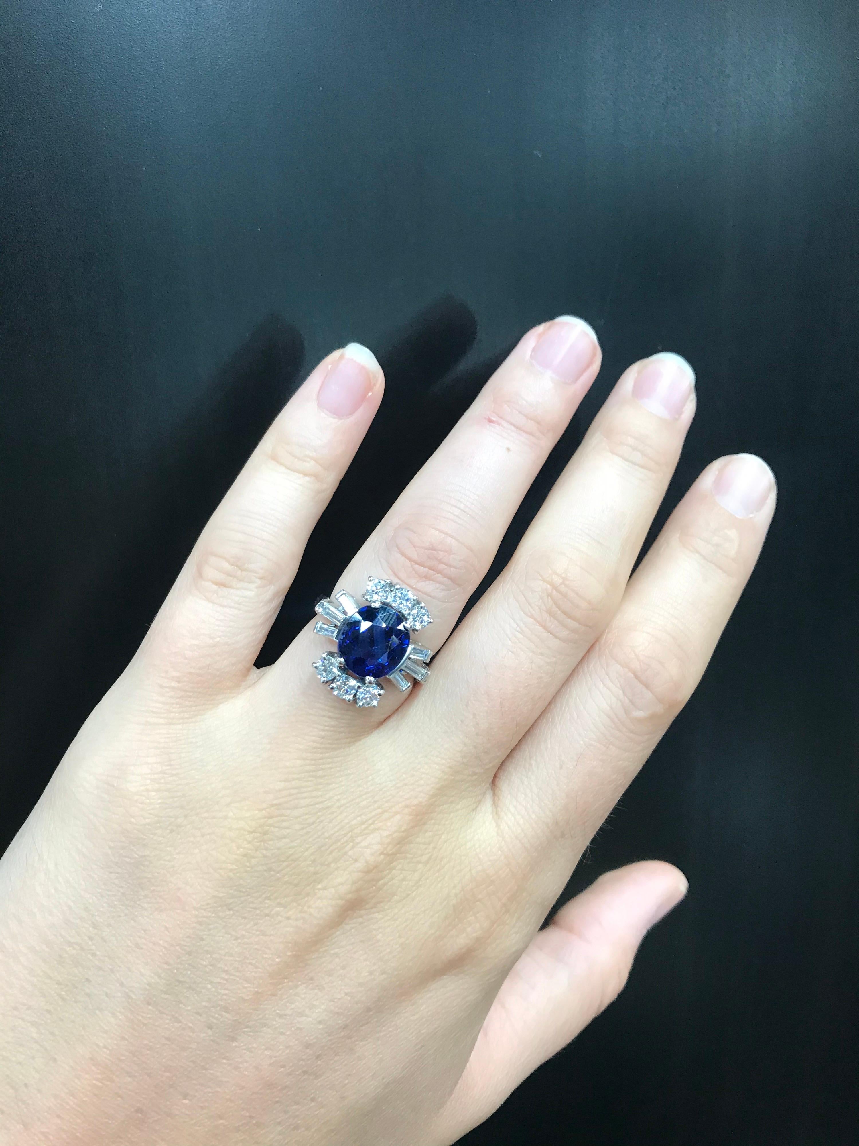 Sapphire Diamond Cocktail Ring 6.52 Carat Platinum 2
