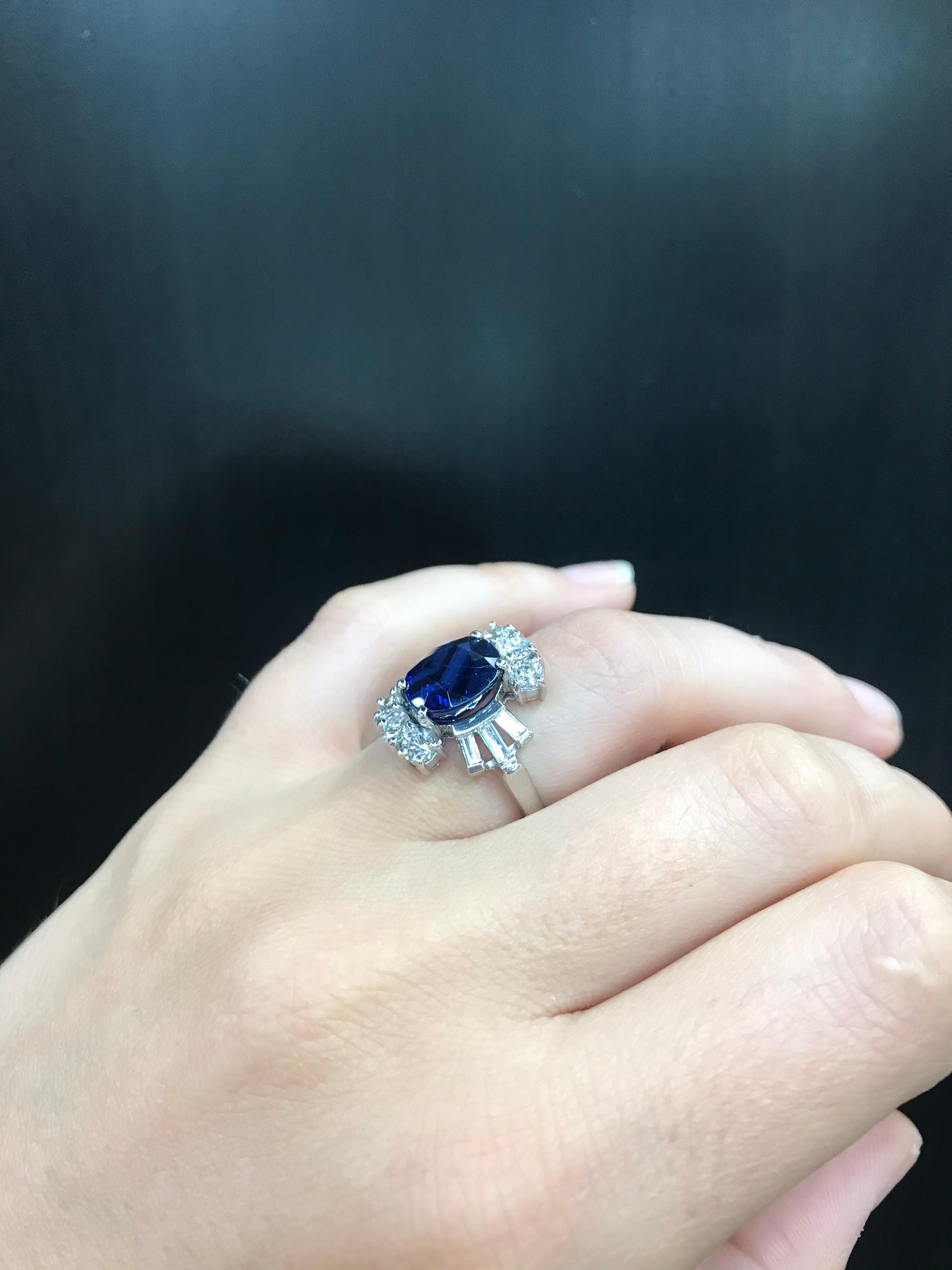 Sapphire Diamond Cocktail Ring 6.52 Carat Platinum 3