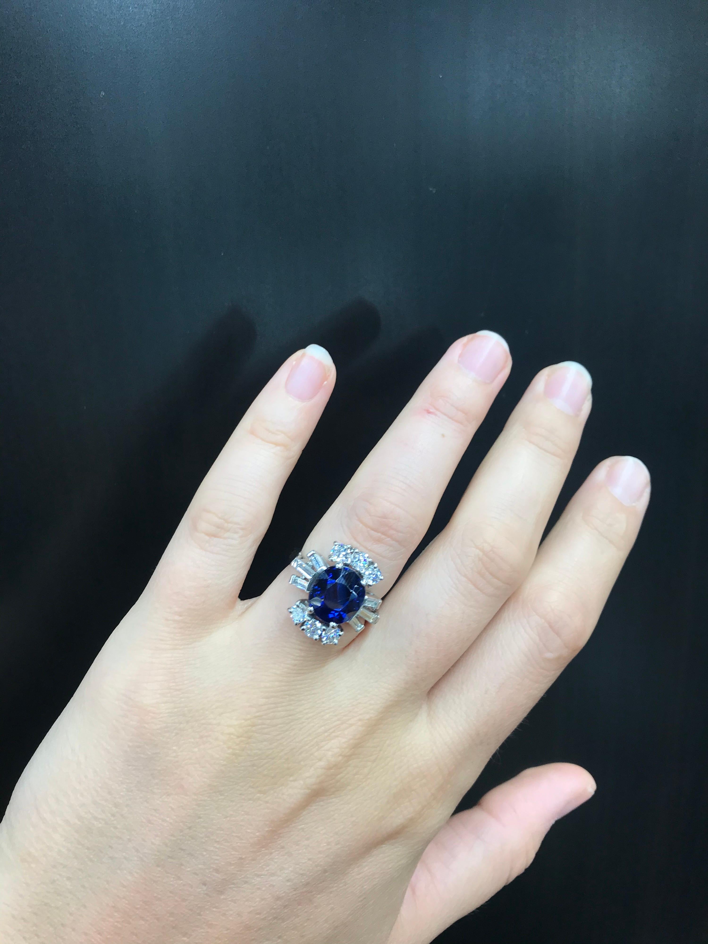 Sapphire Diamond Cocktail Ring 6.52 Carat Platinum 4