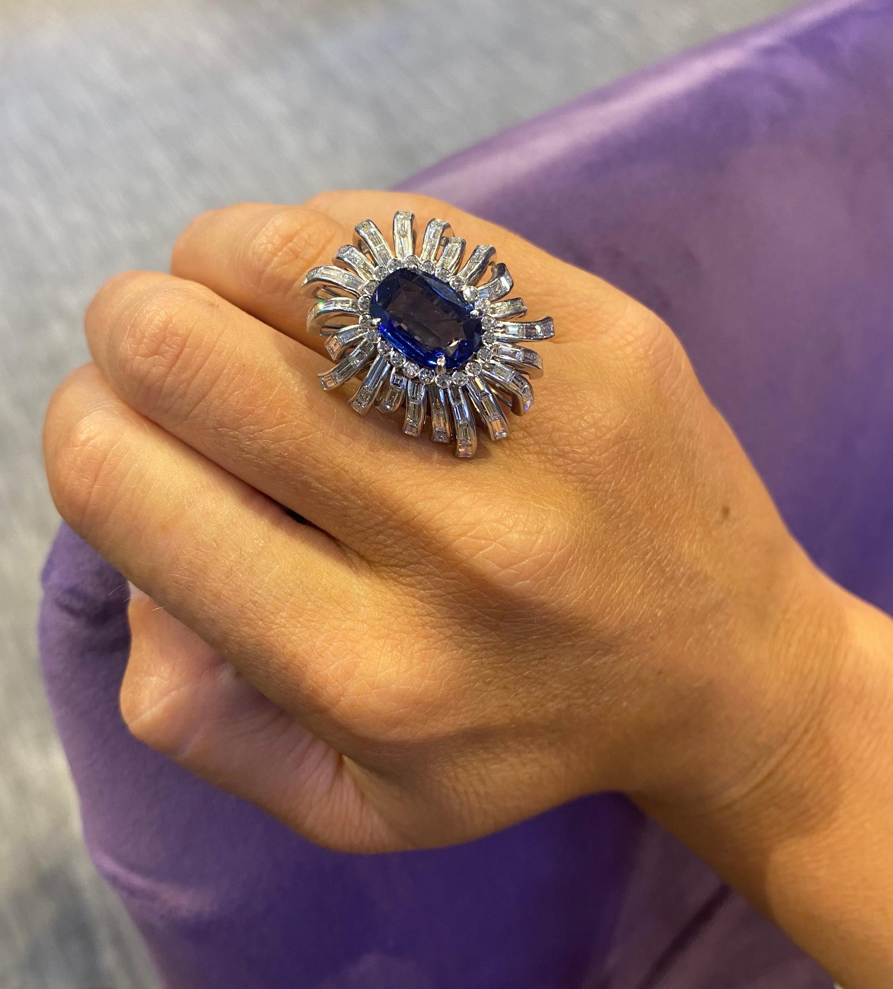 Oval Cut Sapphire & Diamond Cocktail Ring For Sale