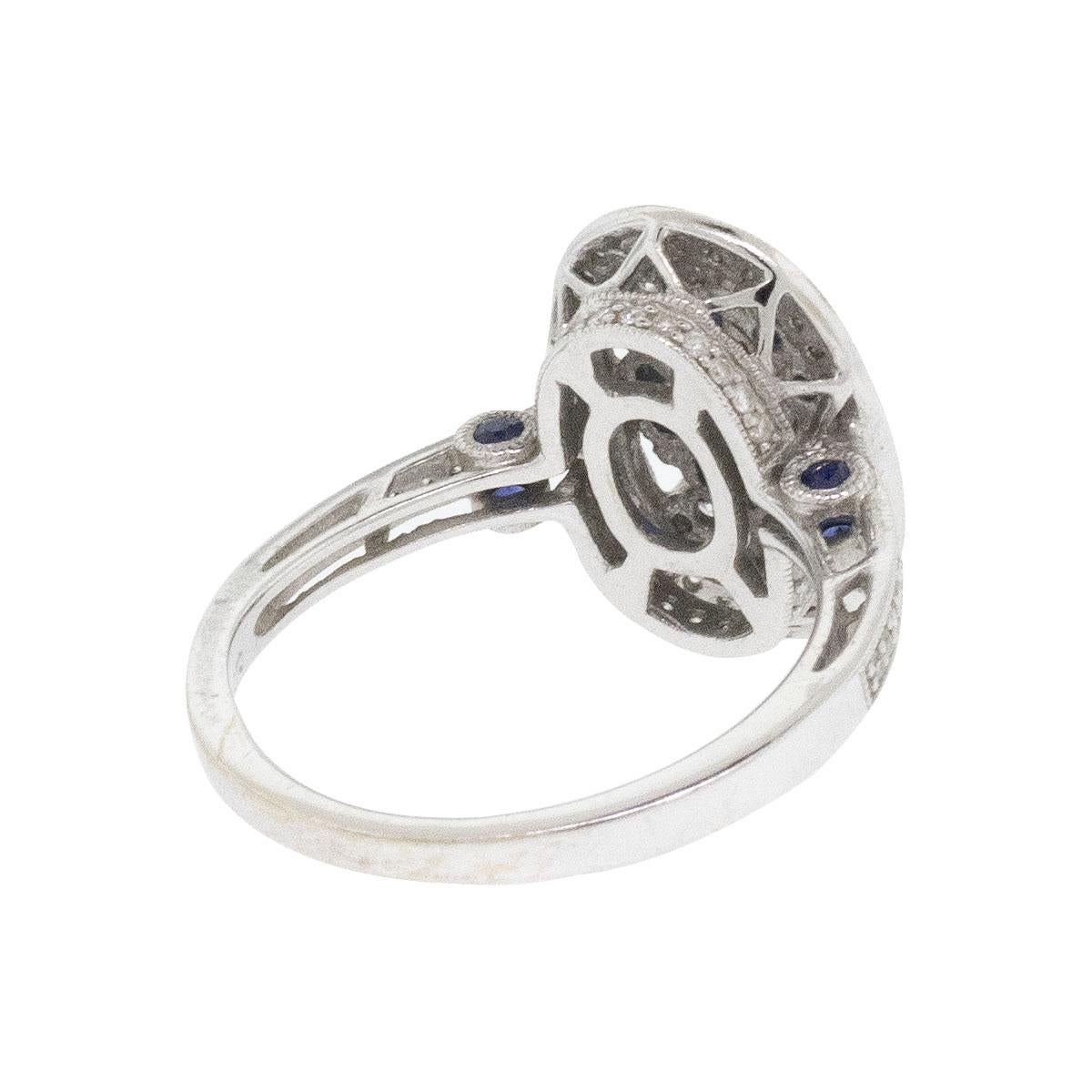 Round Cut Sapphire & Diamond Cocktail Ring For Sale