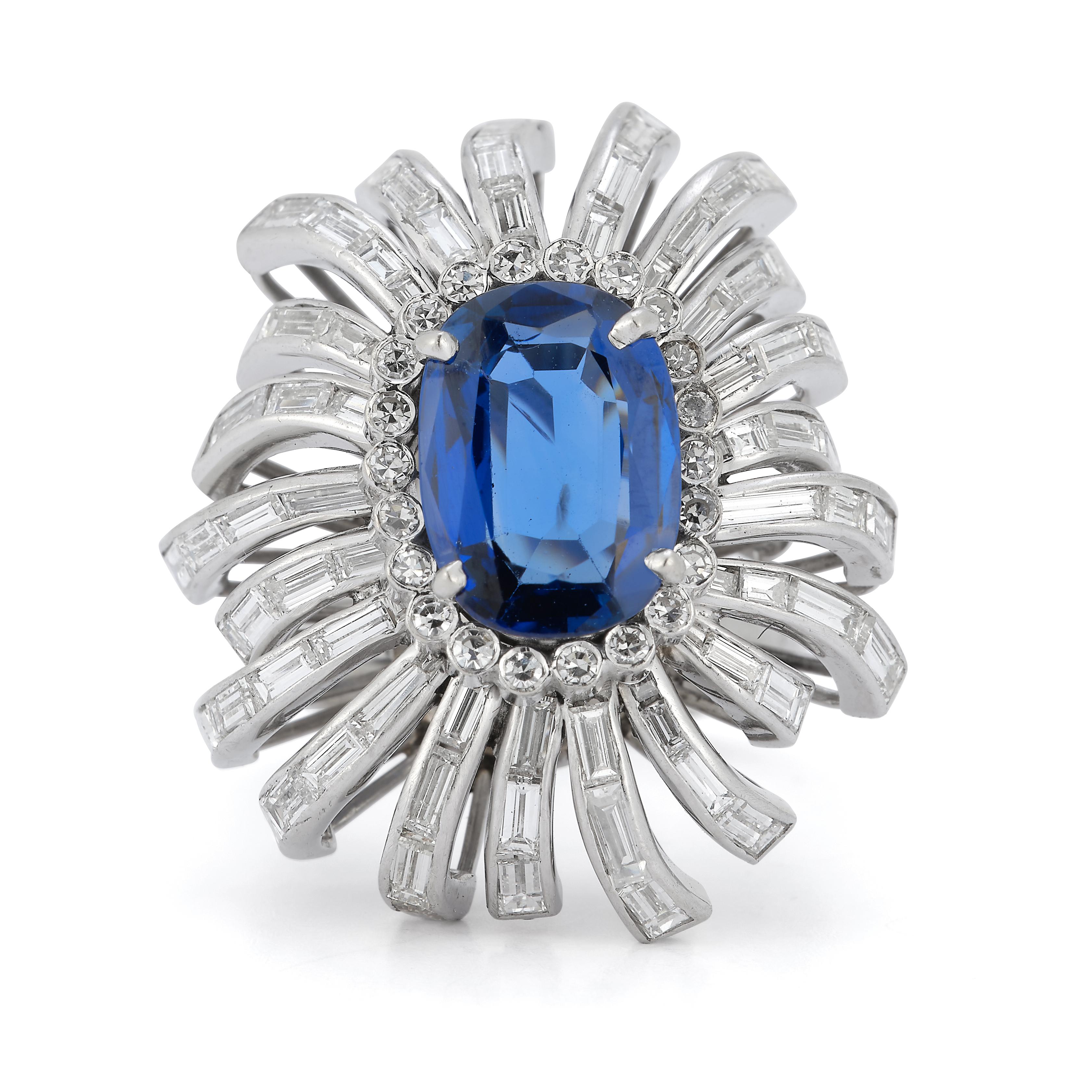 Sapphire & Diamond Cocktail Ring In Excellent Condition For Sale In New York, NY