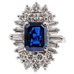 Sapphire & Diamond Cocktail Ring in 18k White Gold