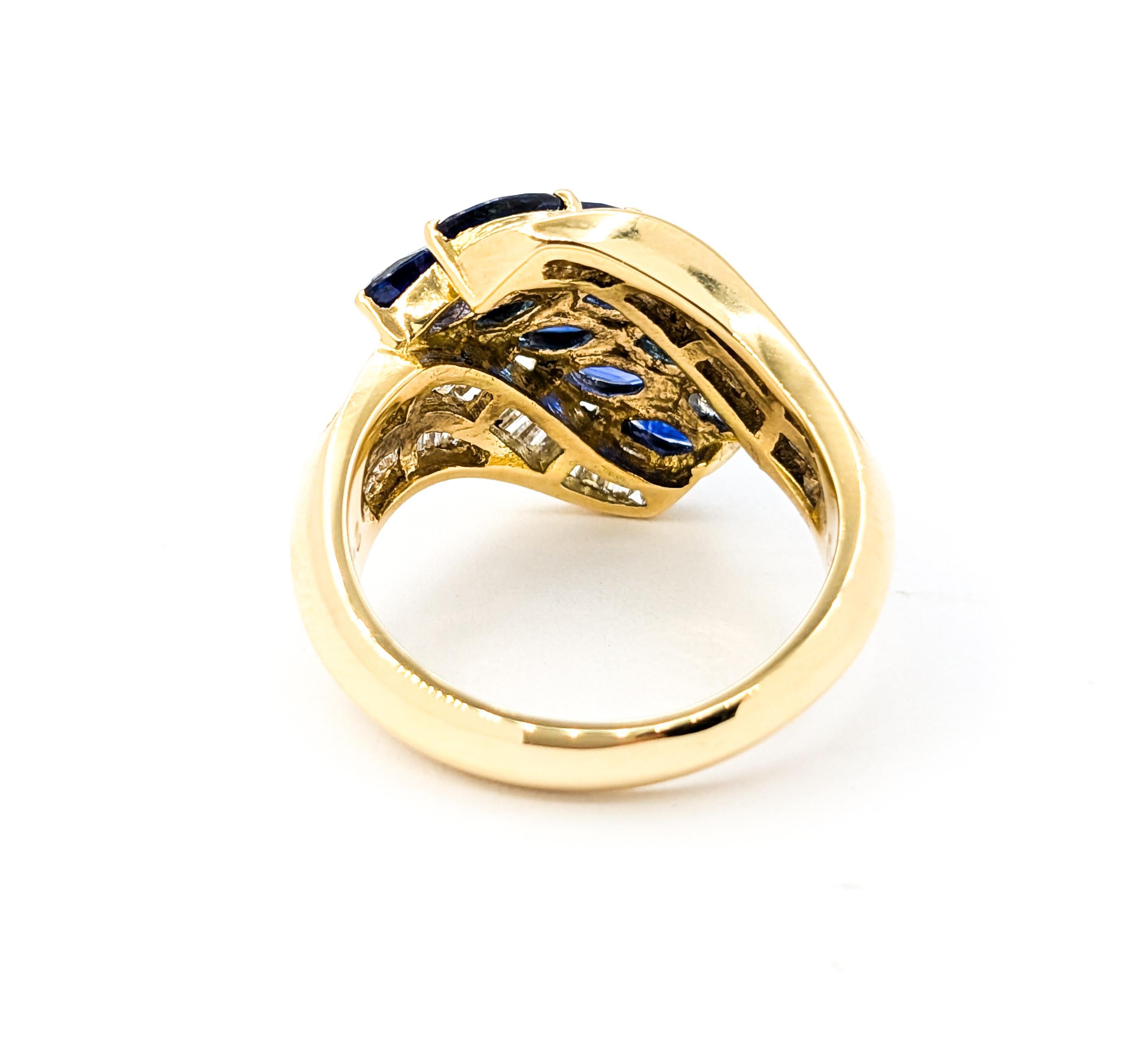 Sapphire & Diamond Cocktail Ring In 18kt Yellow Gold 4