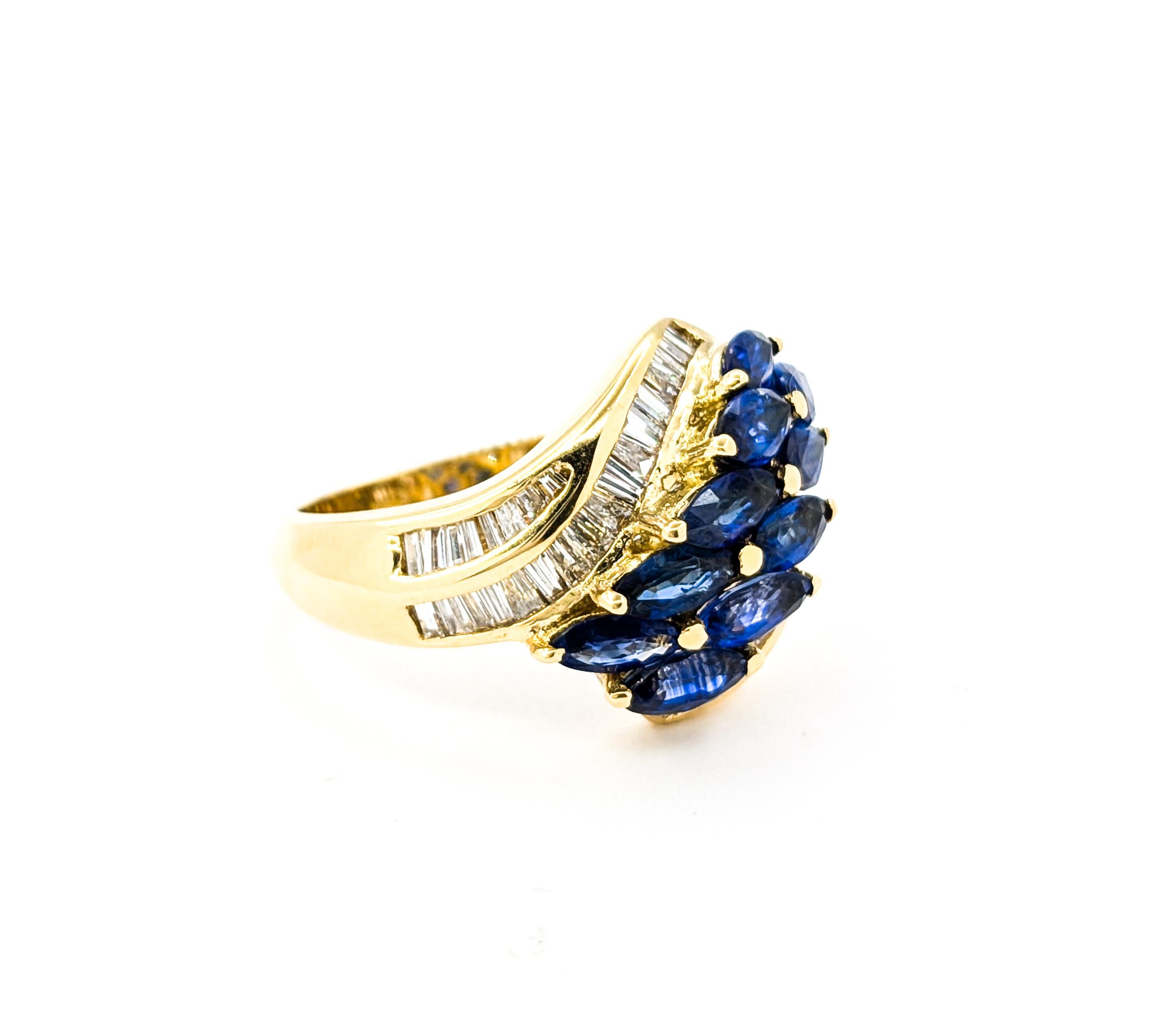 Sapphire & Diamond Cocktail Ring In 18kt Yellow Gold 5