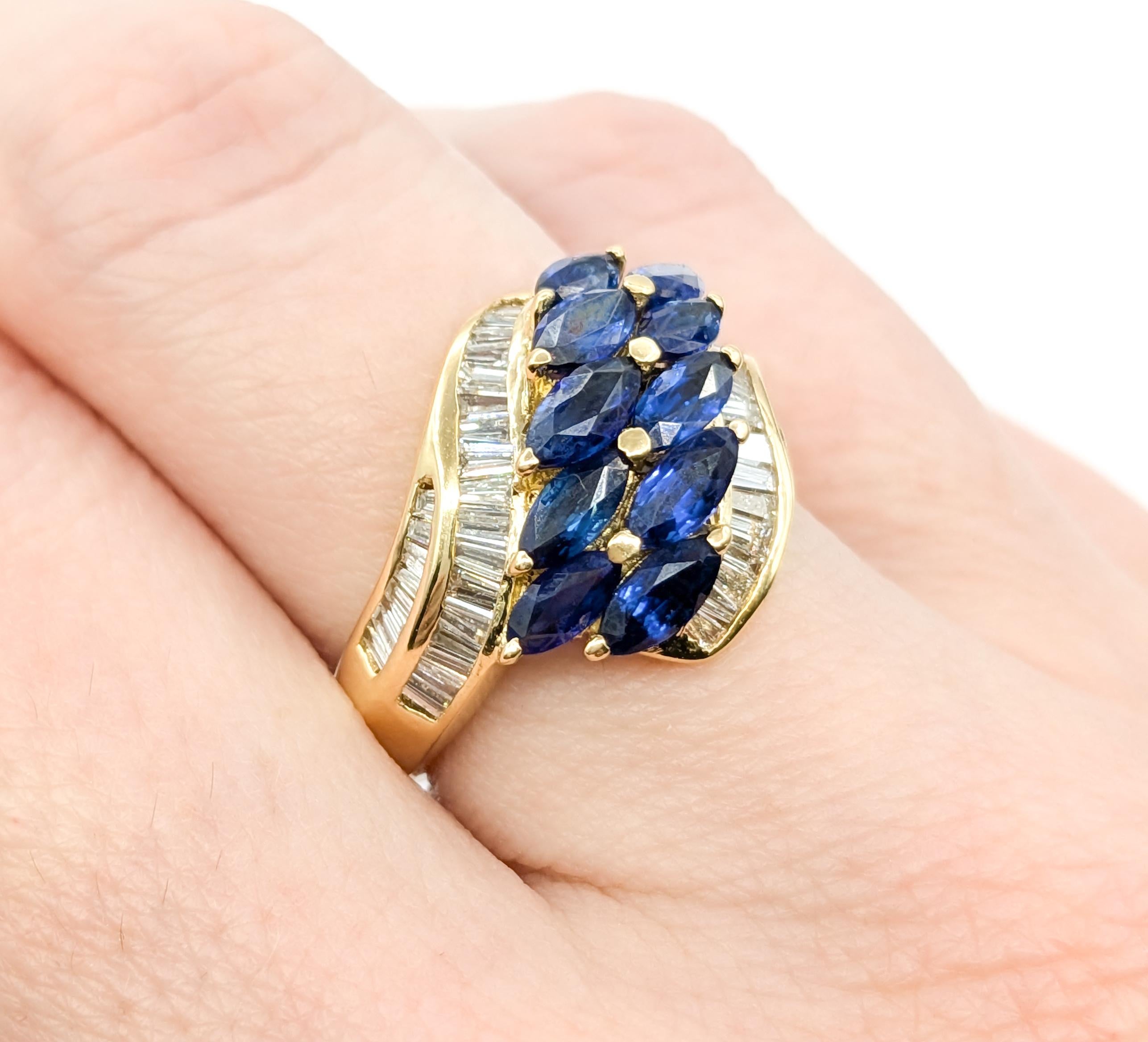 Sapphire & Diamond Cocktail Ring In 18kt Yellow Gold In Excellent Condition In Bloomington, MN