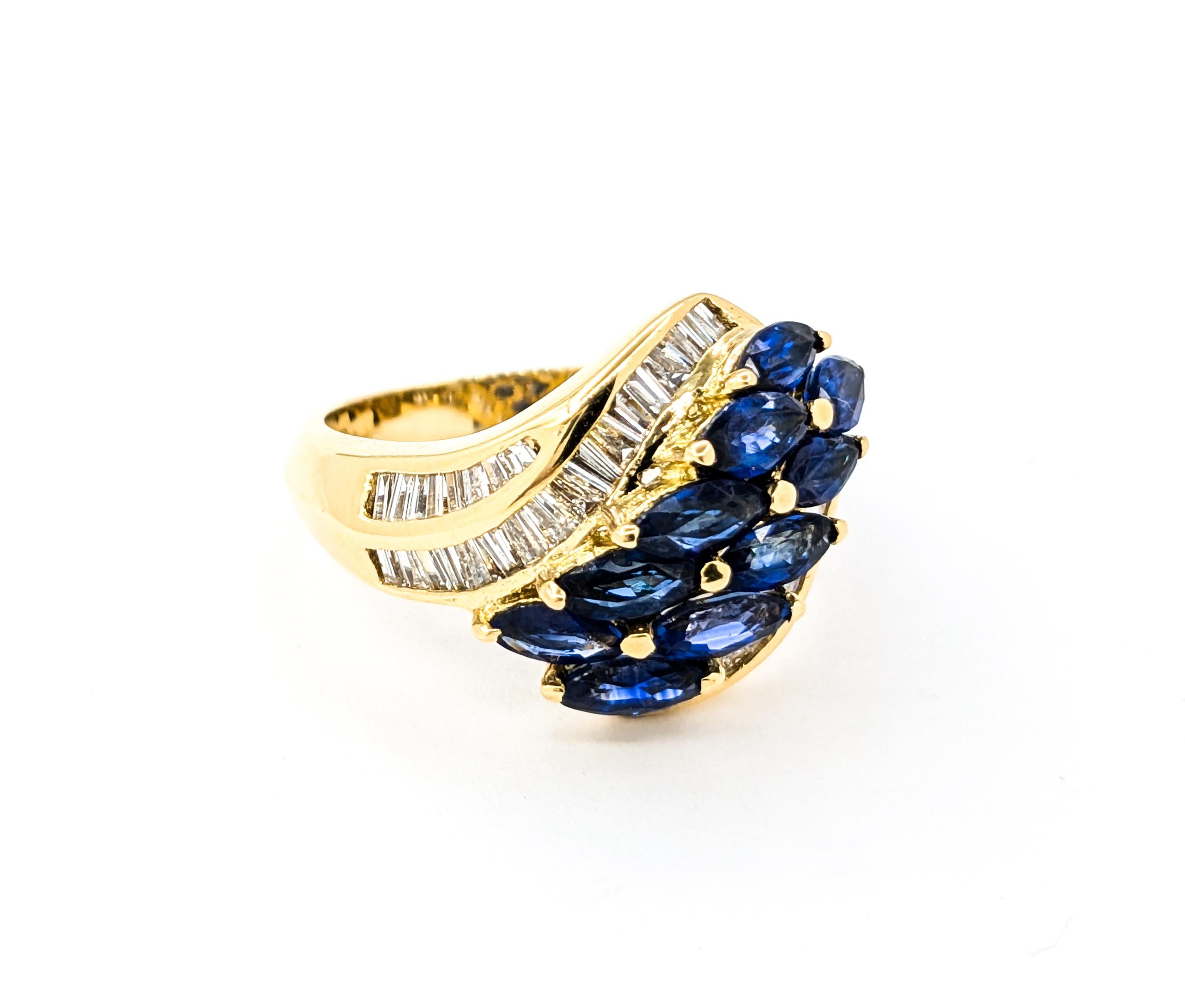 Sapphire & Diamond Cocktail Ring In 18kt Yellow Gold 1