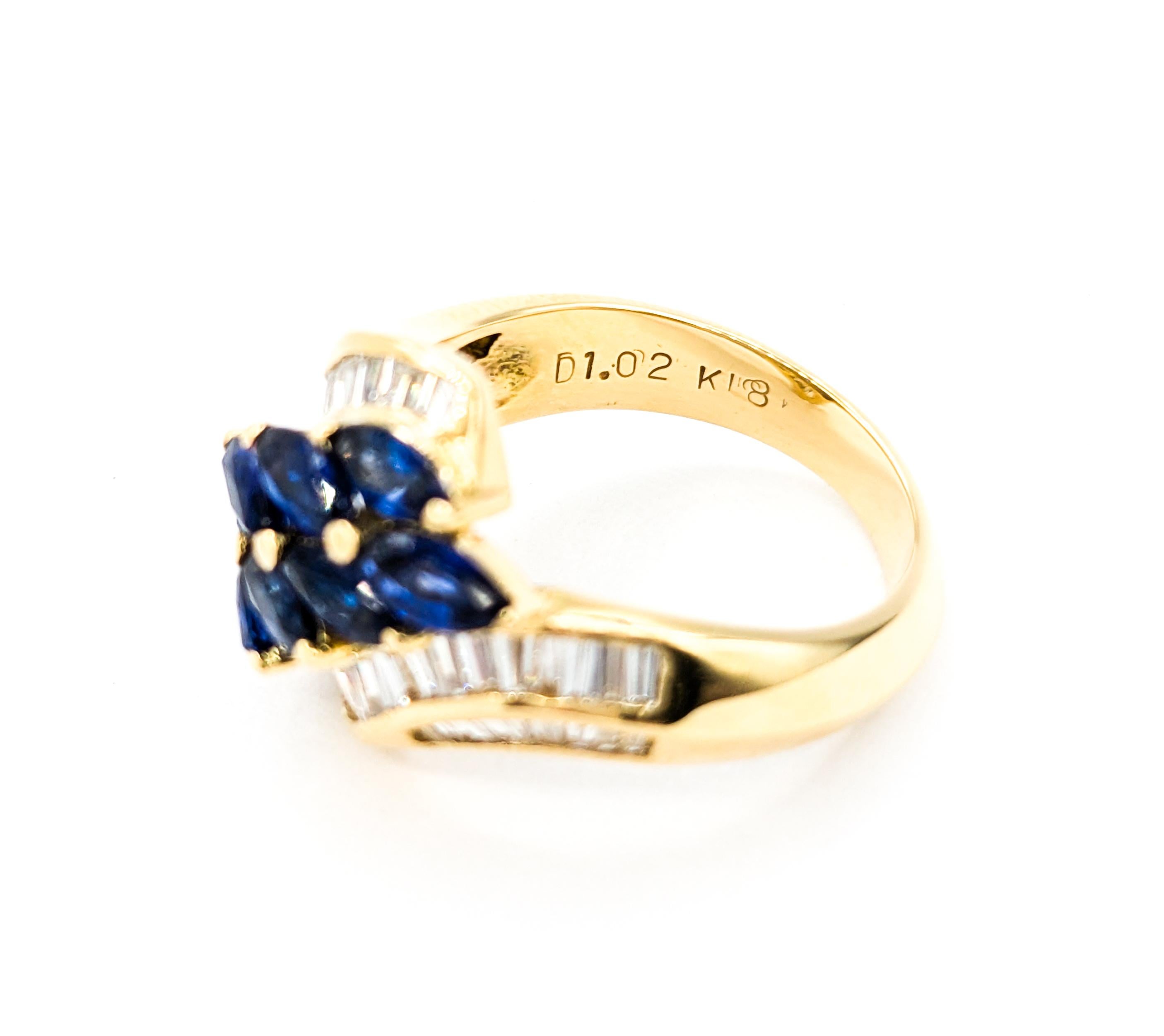 Sapphire & Diamond Cocktail Ring In 18kt Yellow Gold 2