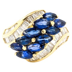 Sapphire & Diamond Cocktail Ring In 18kt Yellow Gold