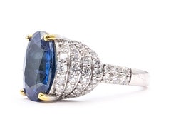 Sapphire & Diamond Cocktail Ring in Platinum & 18k Yellow Gold