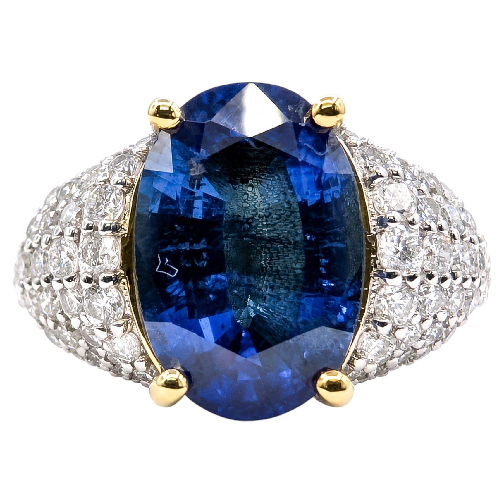 Sapphire & Diamond Cocktail Ring in Platinum & 18k Yellow Gold