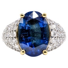 Sapphire & Diamond Cocktail Ring in Platinum & 18k Yellow Gold
