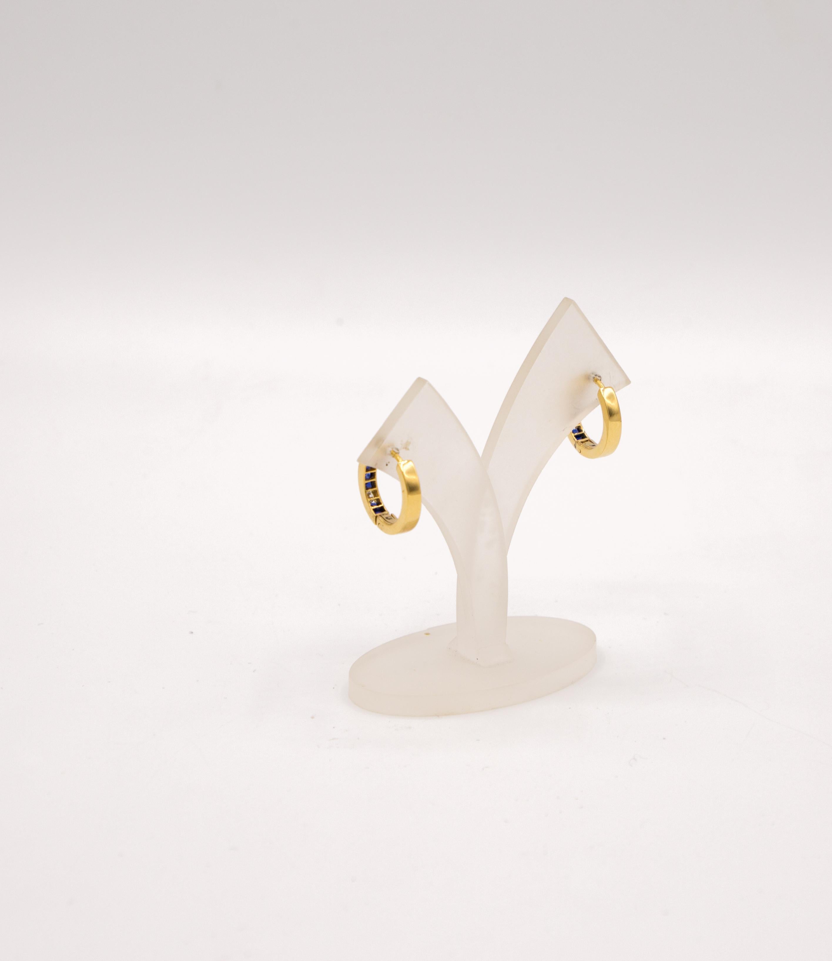Women's sapphire diamond creool earrings 18 k For Sale