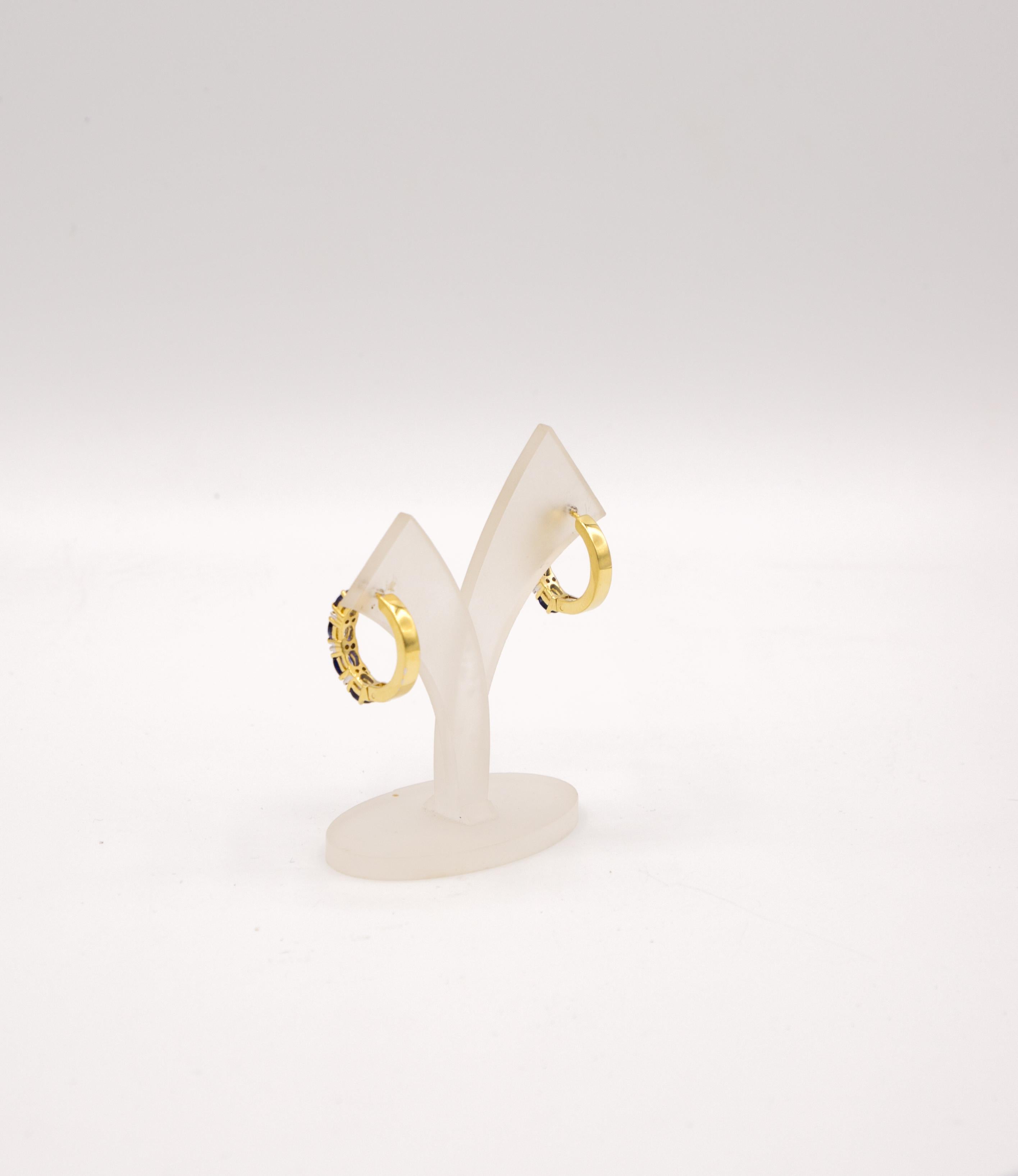 sapphire diamond creool earrings 18 k For Sale 1