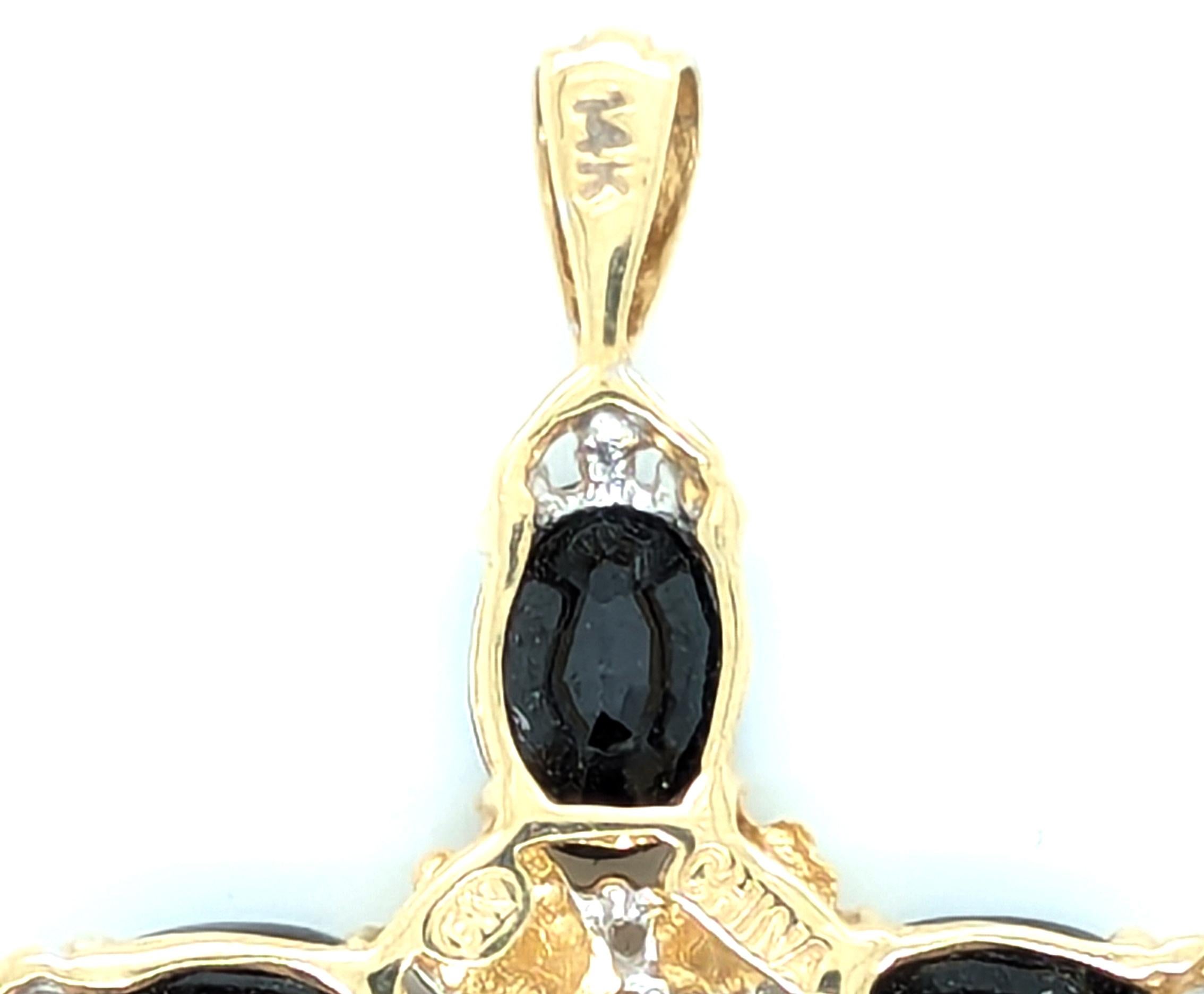 Zafiro Diamante Cruz Collar Colgante 5ct Crucifijo 14K Septiembre Birthstone Corte oval