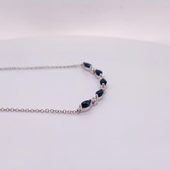Sapphire & Diamond Curved Bar Necklace 14K White Gold Minimalist NK7253W45SA LV