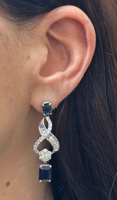 Sapphire & Diamond Dangle Earrings