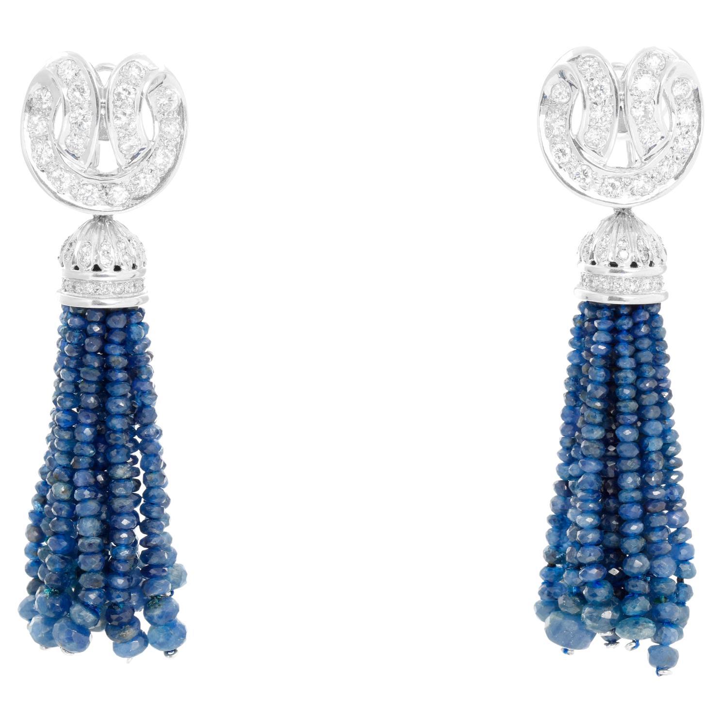 Sapphire & Diamond Dangle Earrings For Sale