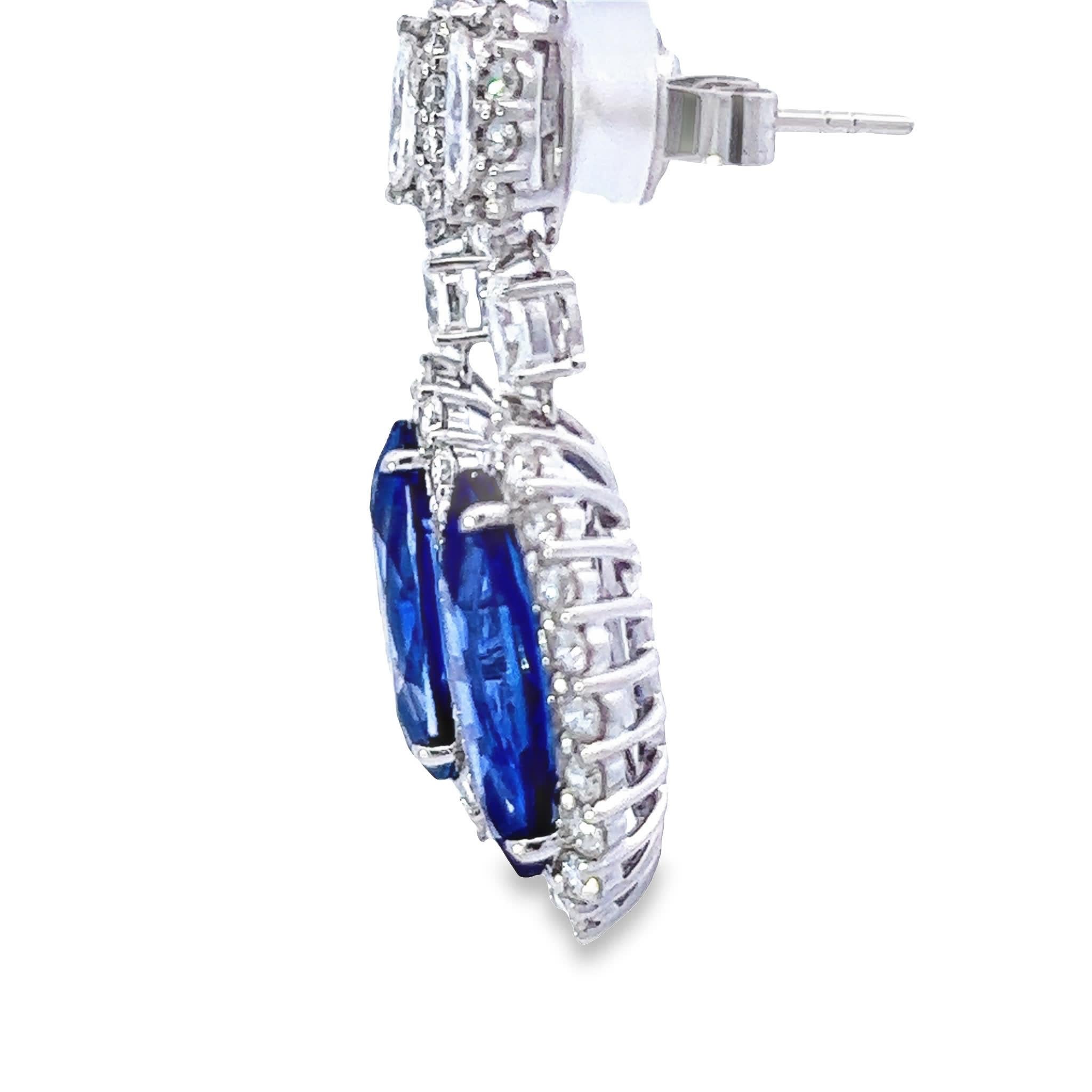 Women's Sapphire diamond dazzle earrings For Sale