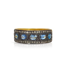 Sapphire Diamond Demi Mogul Band