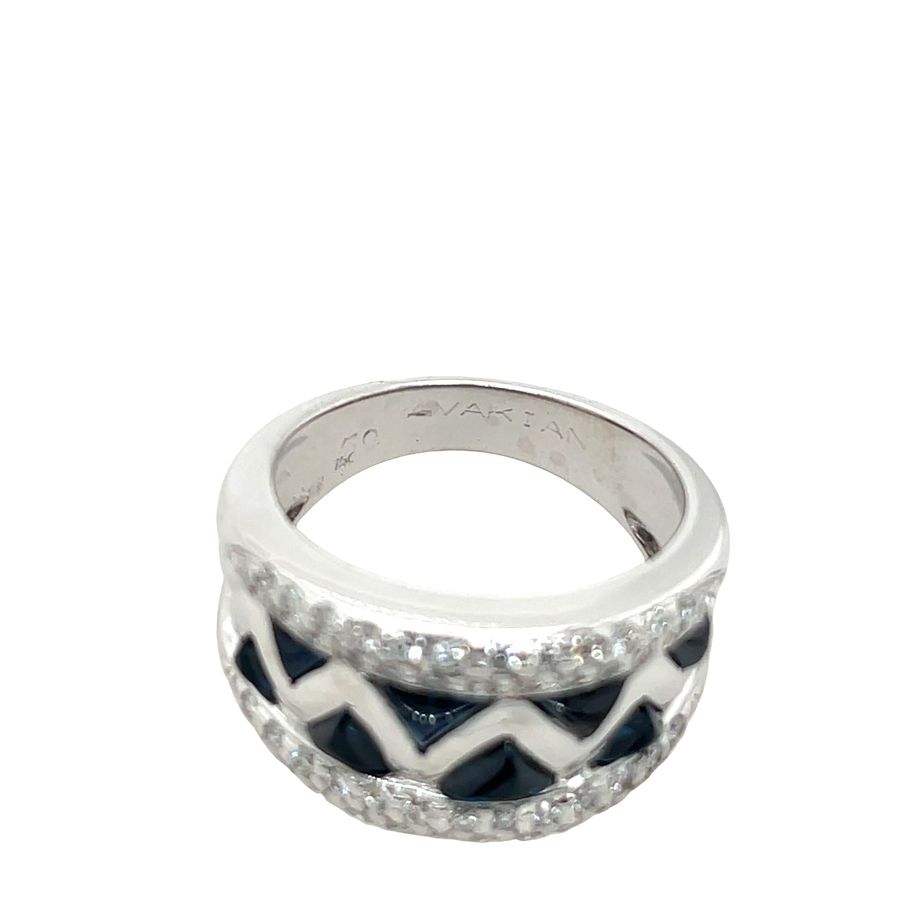 Sortija de Zafiro y Diamantes en Oro Blanco de 18 ct en Excelente estado para la venta en London, GB