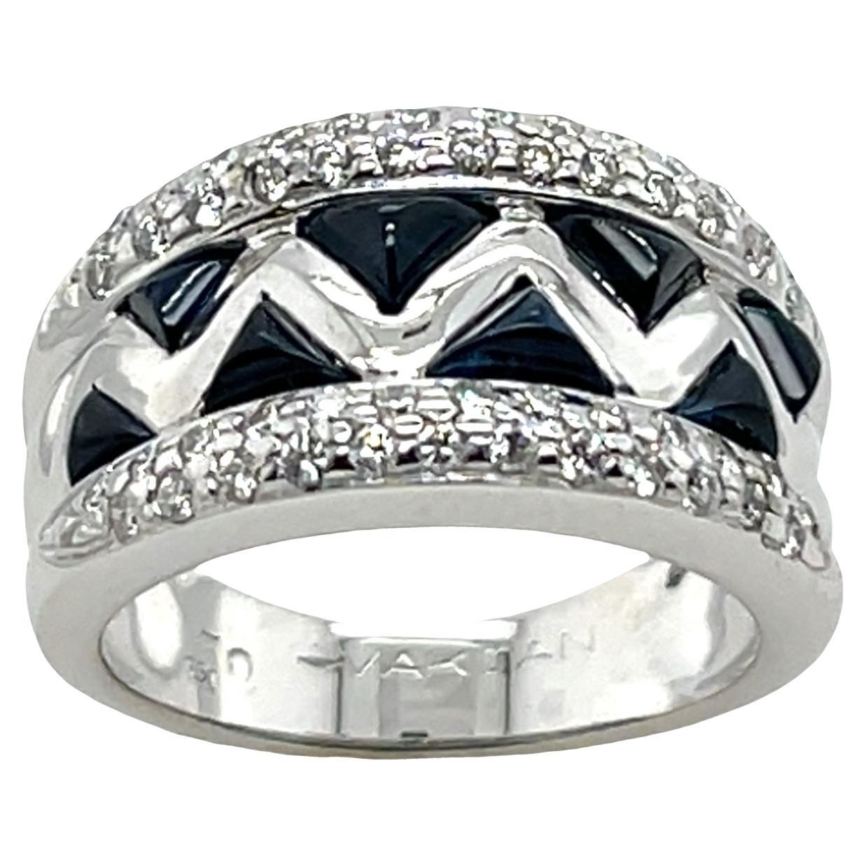 Sortija de Zafiro y Diamantes en Oro Blanco de 18 ct en venta