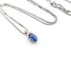 Sapphire & Diamond Drop Necklace in platinum