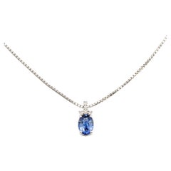 Sapphire & Diamond Drop Necklace in platinum
