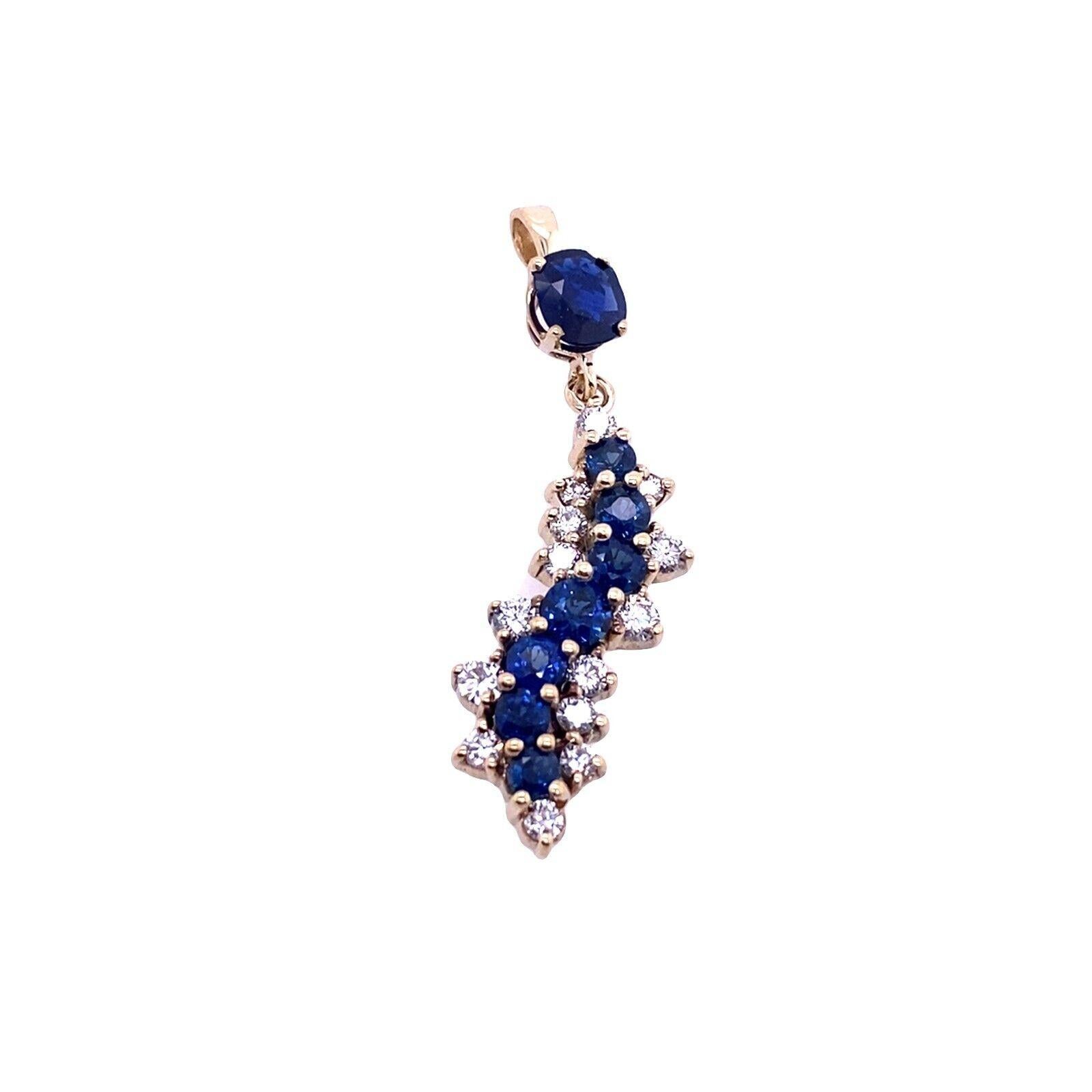 An elegant, unique, and timeless pendant set featuring a rich blue Sapphire and Diamonds in 9ct Yellow Gold. The pendant is suspended from a delicate 9ct Yellow Gold chain.

Additional Information: 
Total Diamond Weight: 0.50ct
Diamond Colour: