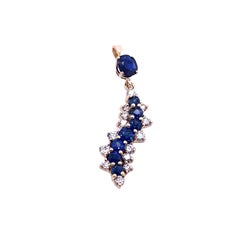 Sapphire & Diamond Drop Pendant Set In 9ct Yellow Gold on 16/18" Chain