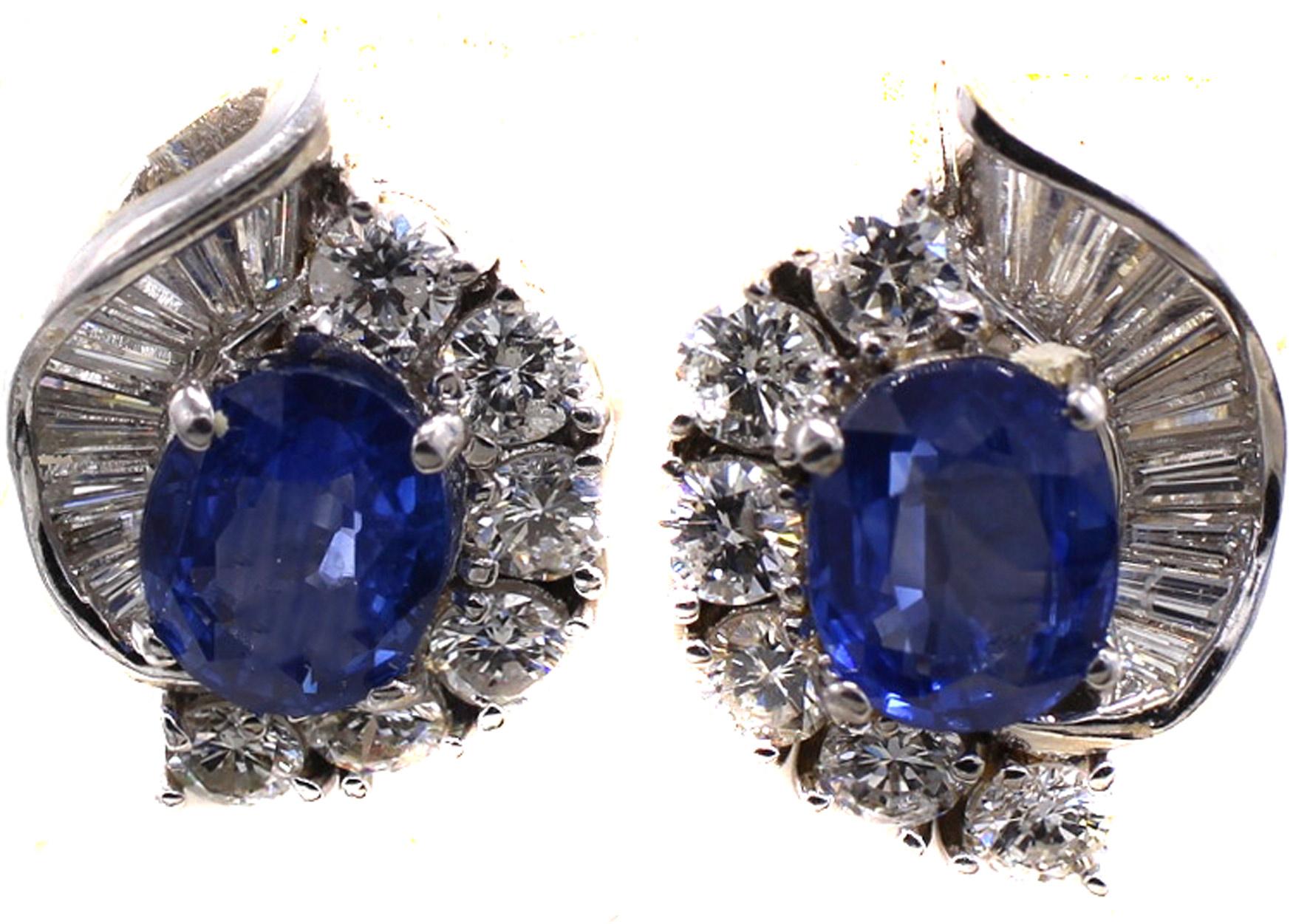 Sapphire Diamond Ear Clips In Good Condition For Sale In New York, NY