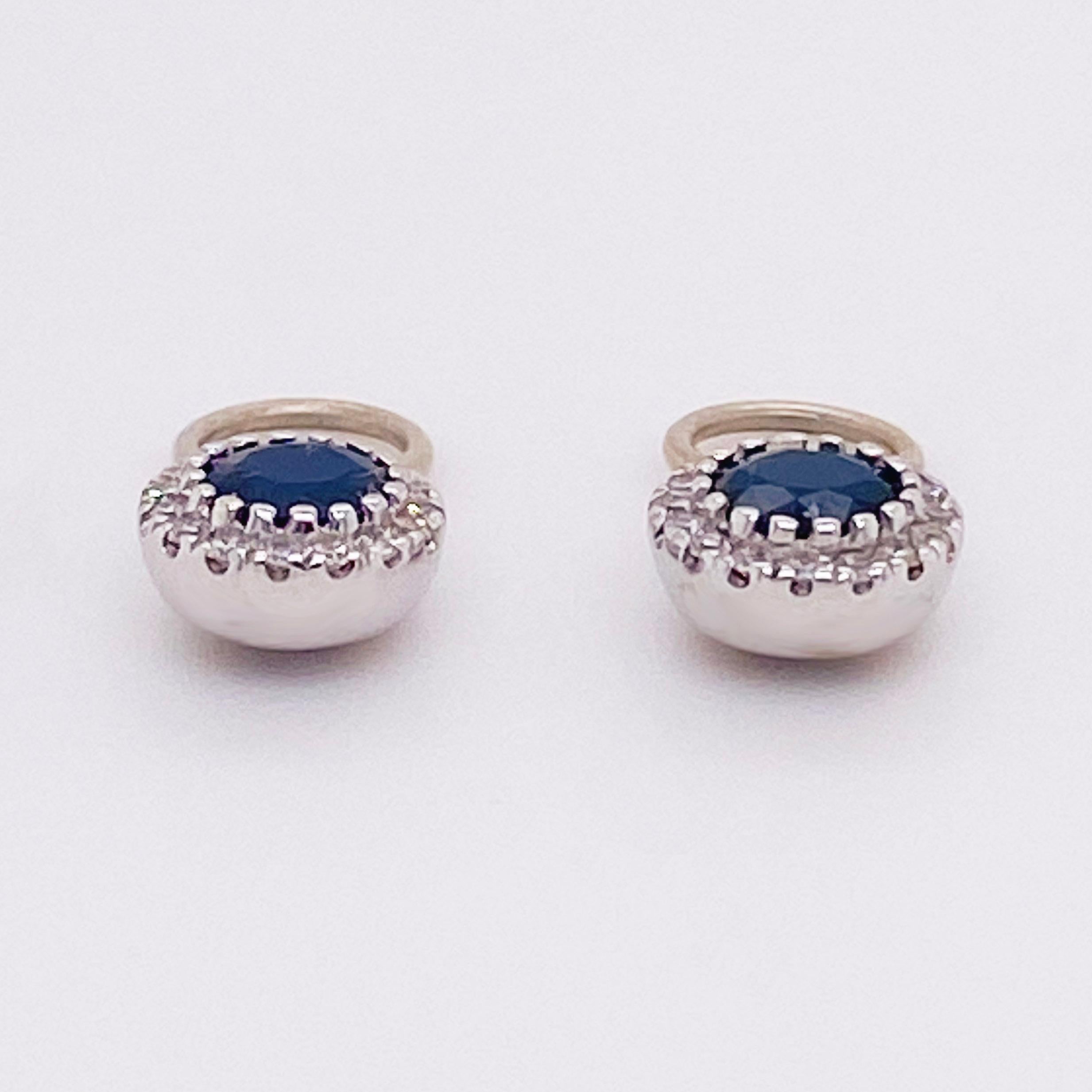 Saphir-Diamant-Ohrring-Anhänger 14 Karat Gold 3/4 Karat Blauer Saphir & Diamant im Zustand „Neu“ im Angebot in Austin, TX
